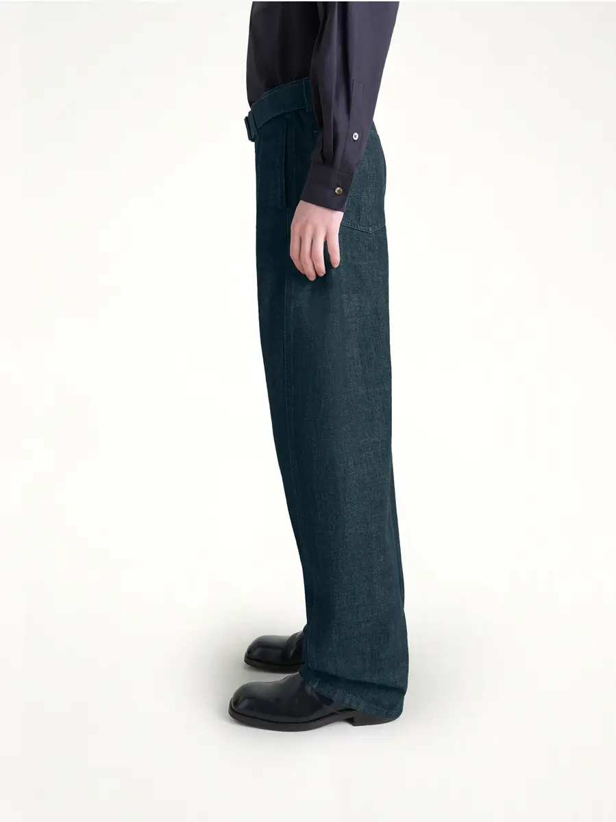 Lemaire Twisted Belted Pants in Denim Indigo | Thumbnail 2 Lemaire Twisted Belted Pants in Denim Indigo | Thumbnail 2