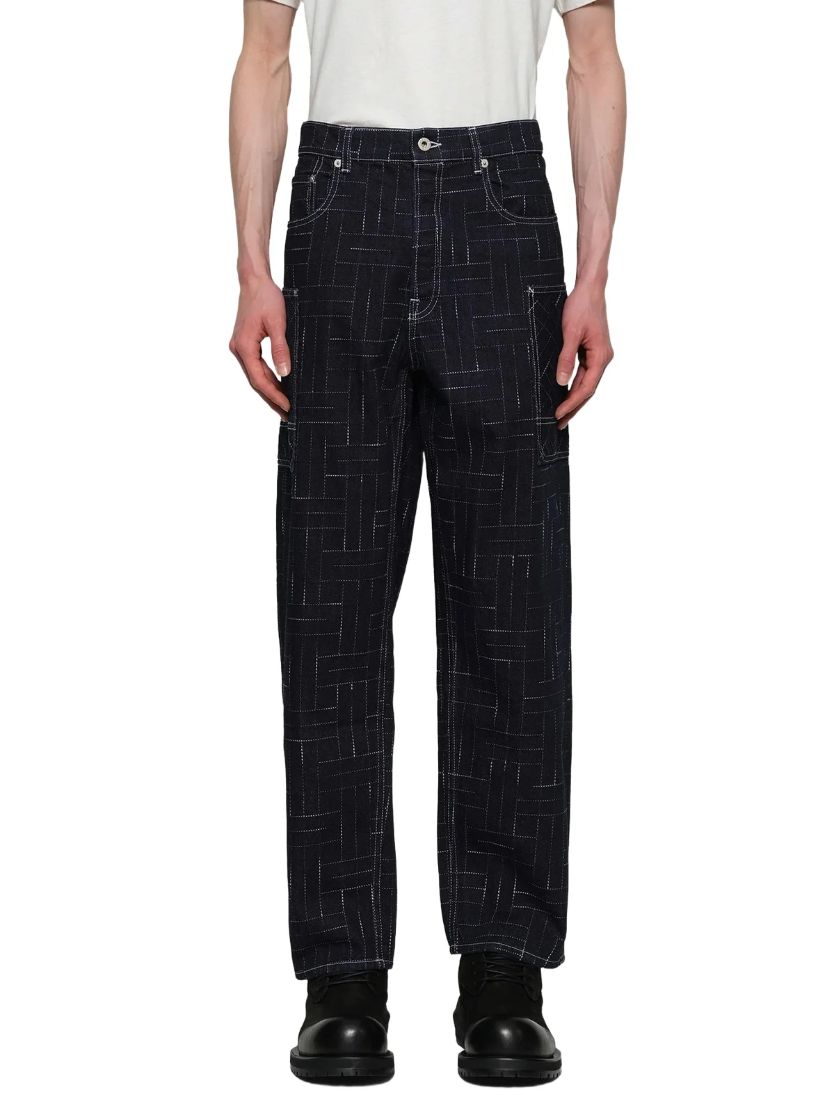 KENZO Kenzo Weave Cargo Monkey Fit Jeans in Rinse Blue Denim