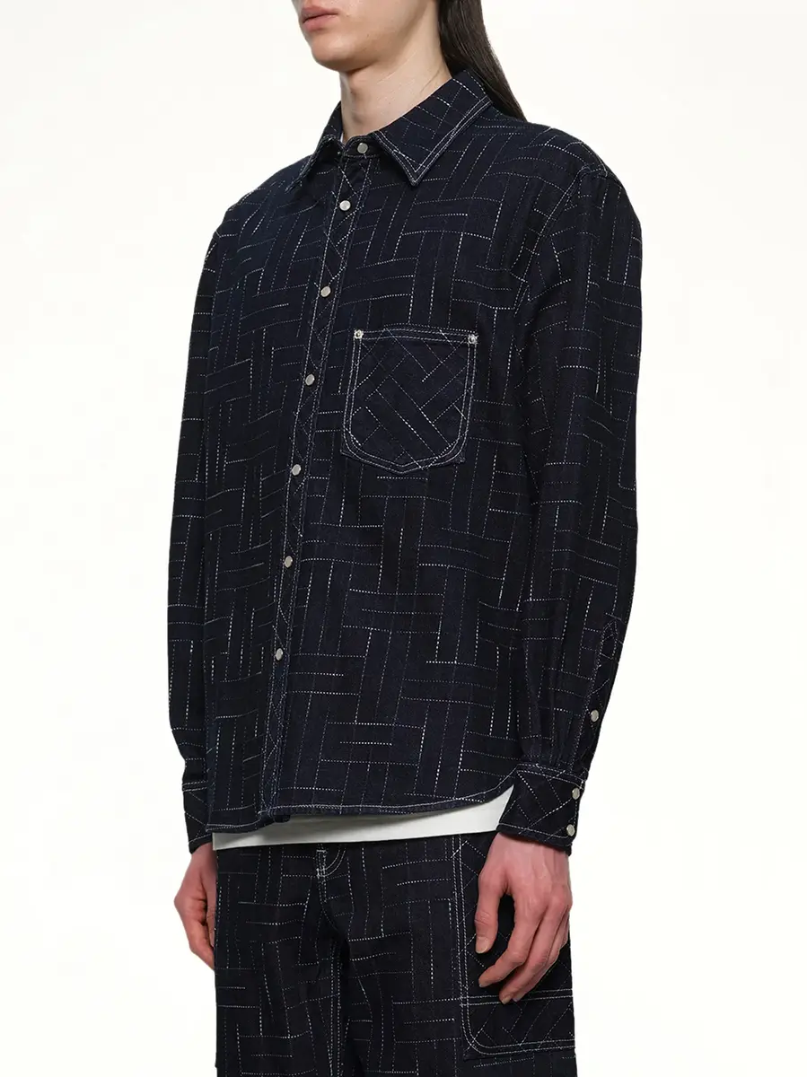 KENZO Kenzo Weave Casual Shirt in Rinse Blue Denim | Thumbnail 2
