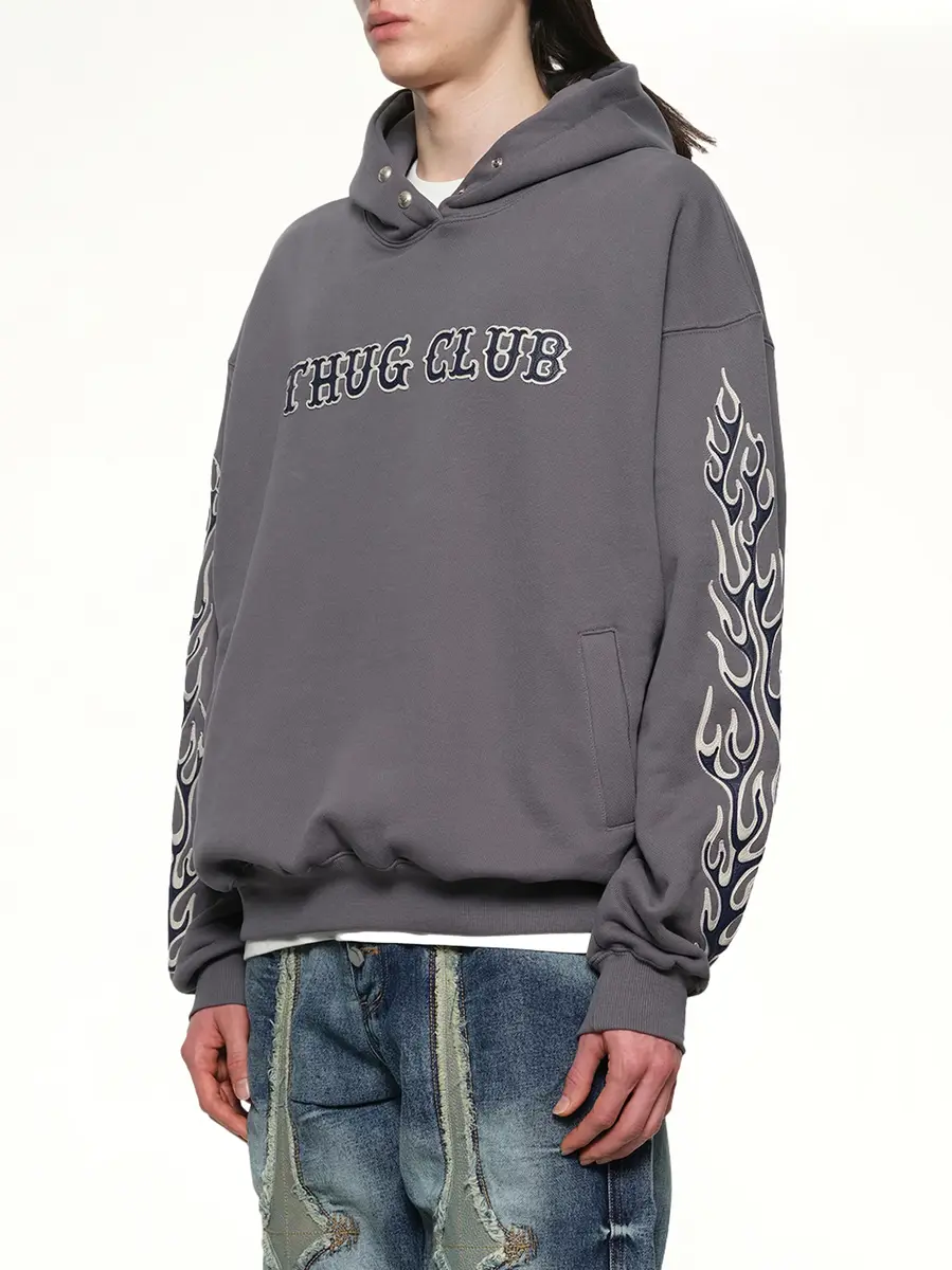 THUG CLUB Leather Flame Hoodie | Thumbnail 2