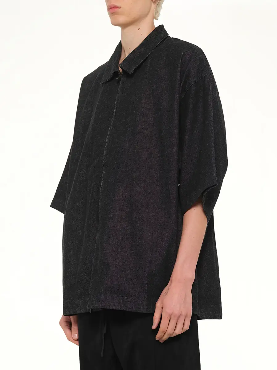 Fear of God Essentials Full Zip Work Shirt in Vintage Black | Thumbnail 2 Fear of God Essentials Full Zip Work Shirt in Vintage Black | Thumbnail 2