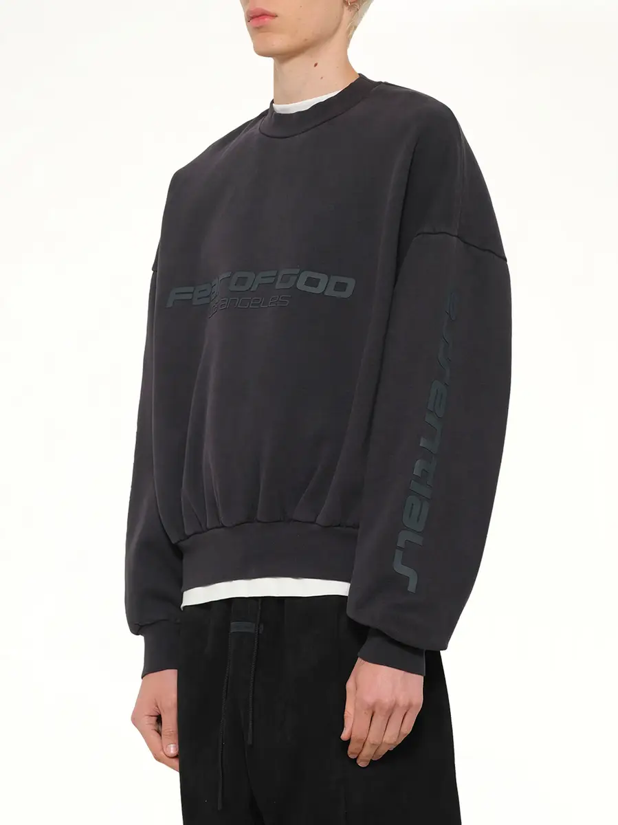 Fear of God Essentials Cropped Relaxed Sweatshirt in Vintage Black | Thumbnail 2