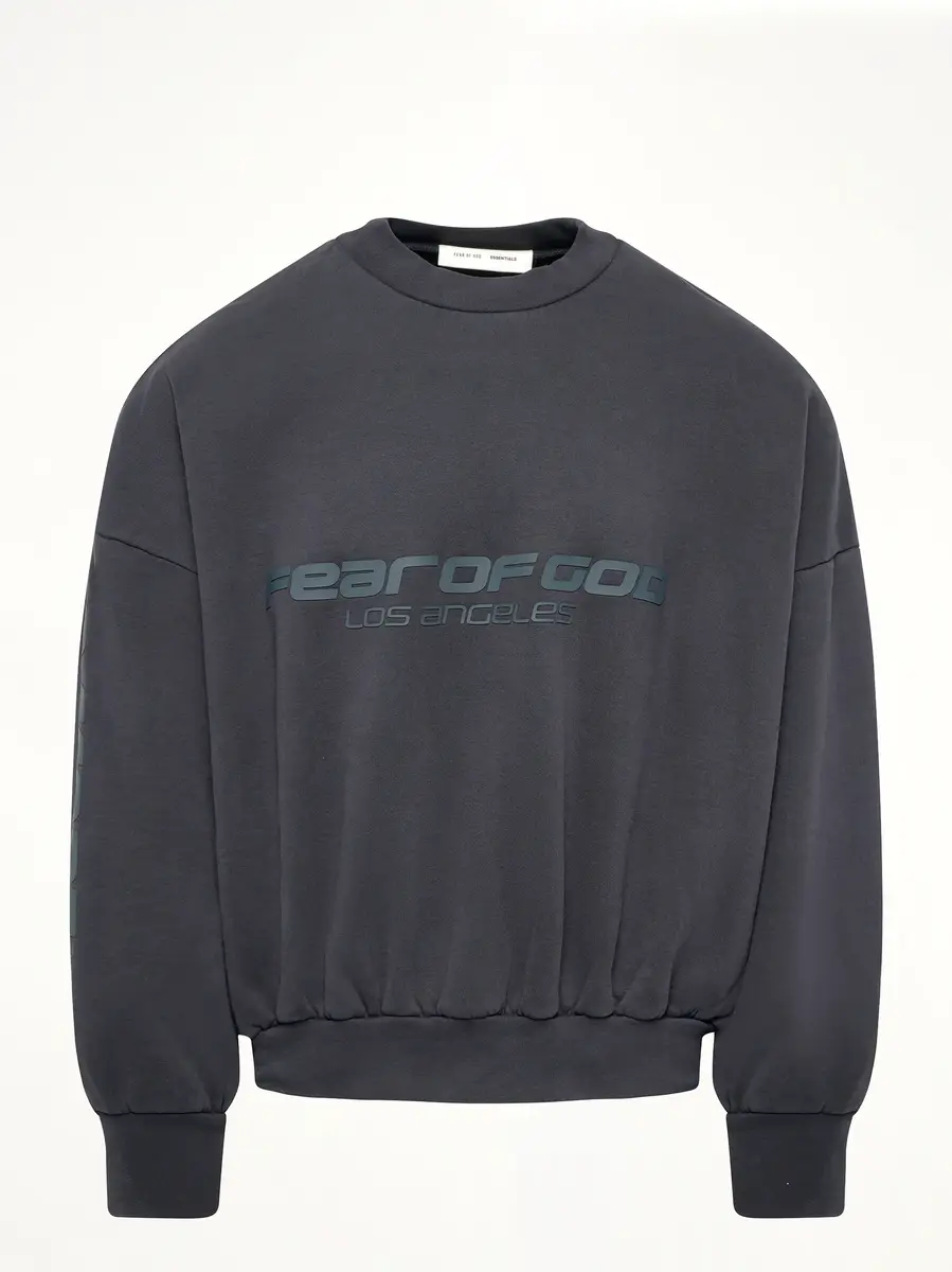 Fear of God Essentials Cropped Relaxed Sweatshirt in Vintage Black | Thumbnail 3