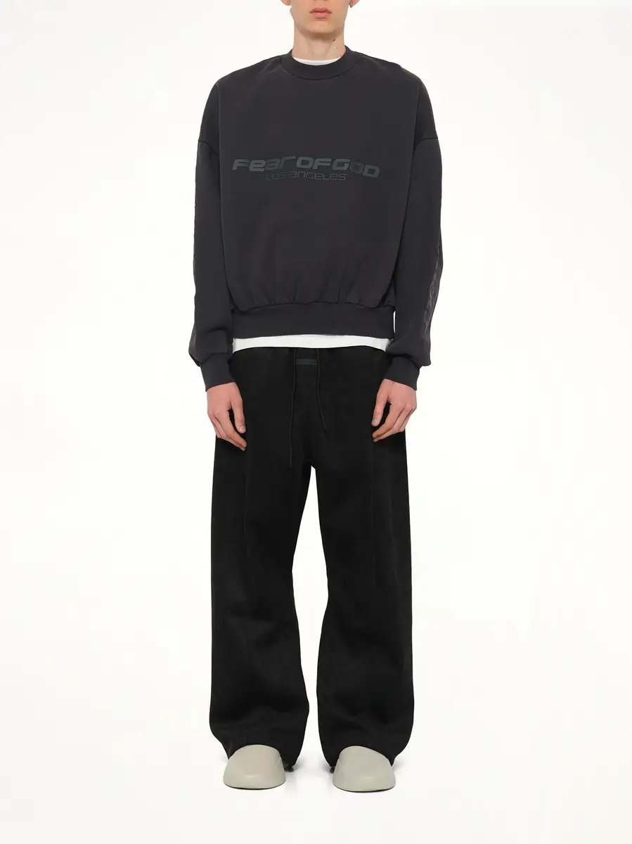Fear of God Essentials Cropped Relaxed Sweatshirt in Vintage Black | Thumbnail 7