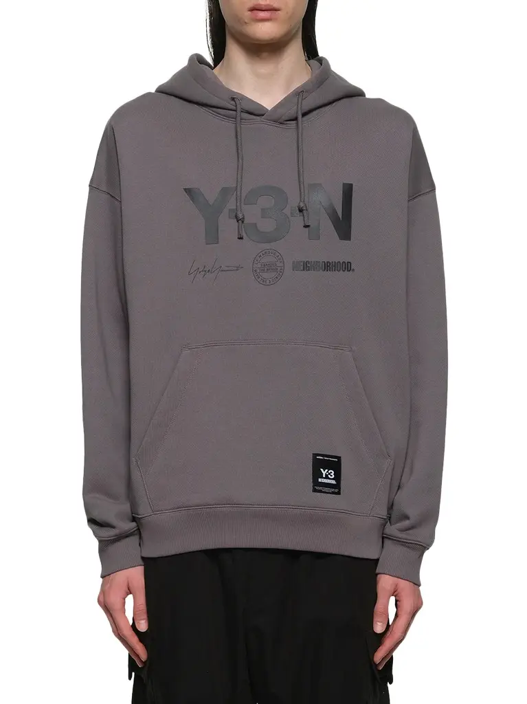 Y-3 Y-3 X Nbhd Graphic Hoodie in Granite Grey | Image 1 Y-3 Y-3 X Nbhd Graphic Hoodie in Granite Grey | Image 1
