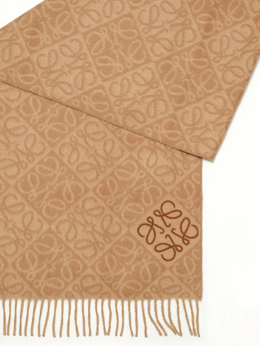 Loewe Anagram Scarf in Mocha | Thumbnail 2 Loewe Anagram Scarf in Mocha | Thumbnail 2