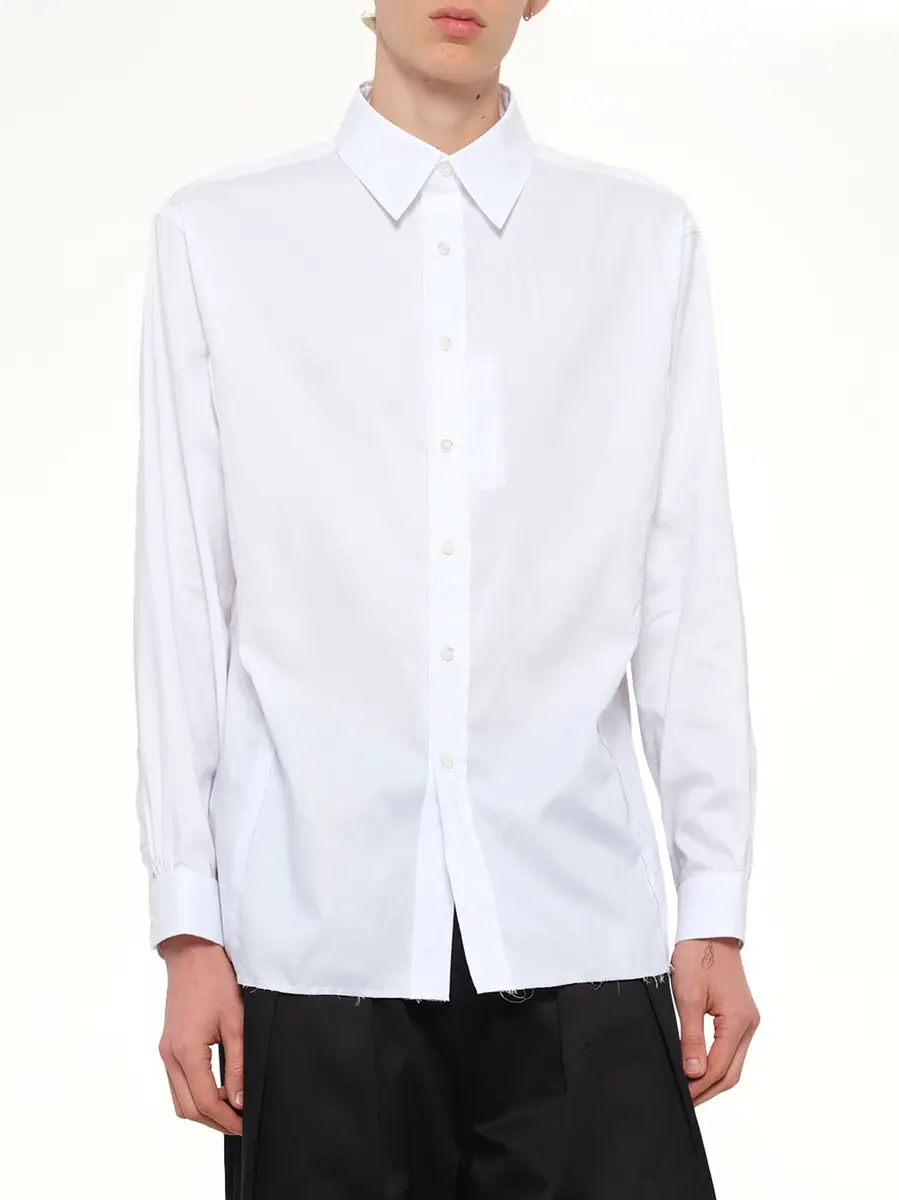 Maison Margiela Long-sleeved Frayed Hem Shirt | Thumbnail 6