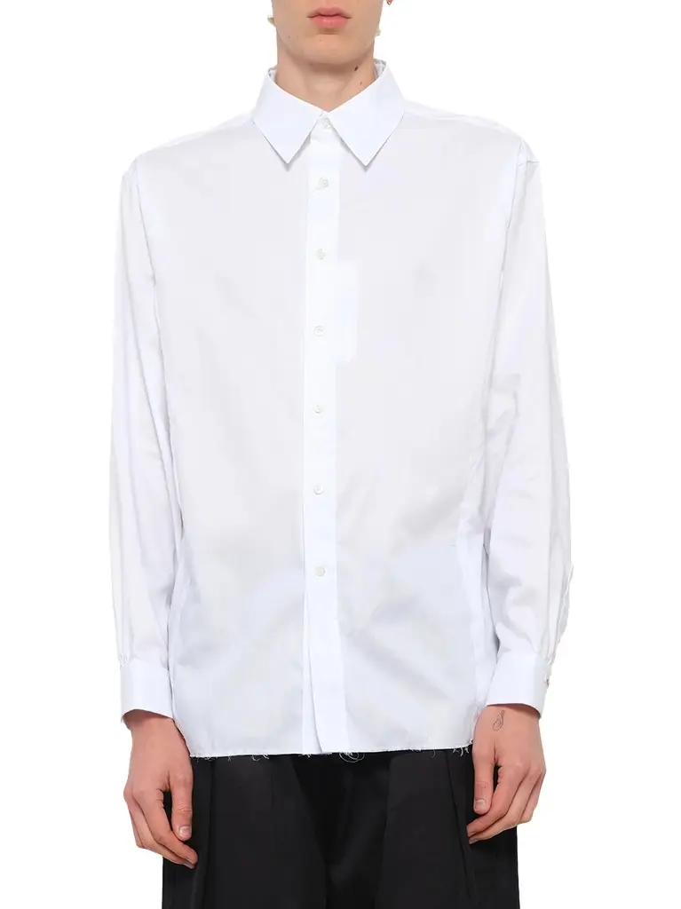 Maison Margiela Long-sleeved Frayed Hem Shirt | Image 1 Maison Margiela Long-sleeved Frayed Hem Shirt | Image 1