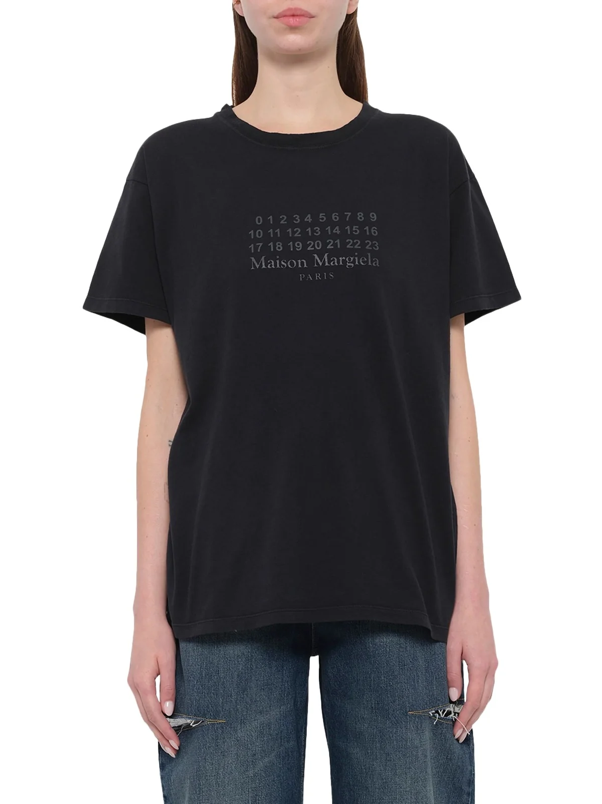 Maison Margiela Logo T-shirt in Washed Black Maison Margiela Logo T-shirt in Washed Black