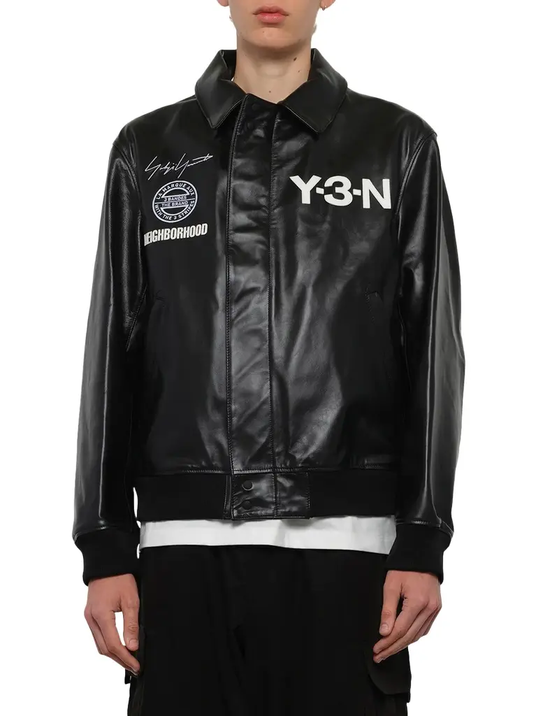 Y-3 Y-3 x Nbhd - Leather Bomber Jacket | Image 1 Y-3 Y-3 x Nbhd - Leather Bomber Jacket | Image 1