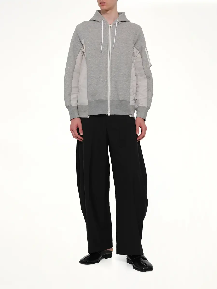 Sacai Sponge Sweat x Nylon Twill Hoodie in Light Gray | Thumbnail 4 Sacai Sponge Sweat x Nylon Twill Hoodie in Light Gray | Thumbnail 4
