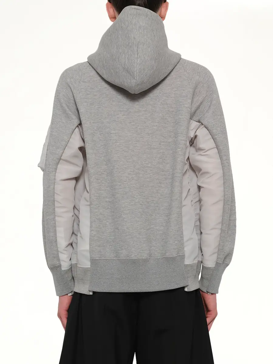 Sacai Sponge Sweat x Nylon Twill Hoodie in Light Gray | Thumbnail 5 Sacai Sponge Sweat x Nylon Twill Hoodie in Light Gray | Thumbnail 5