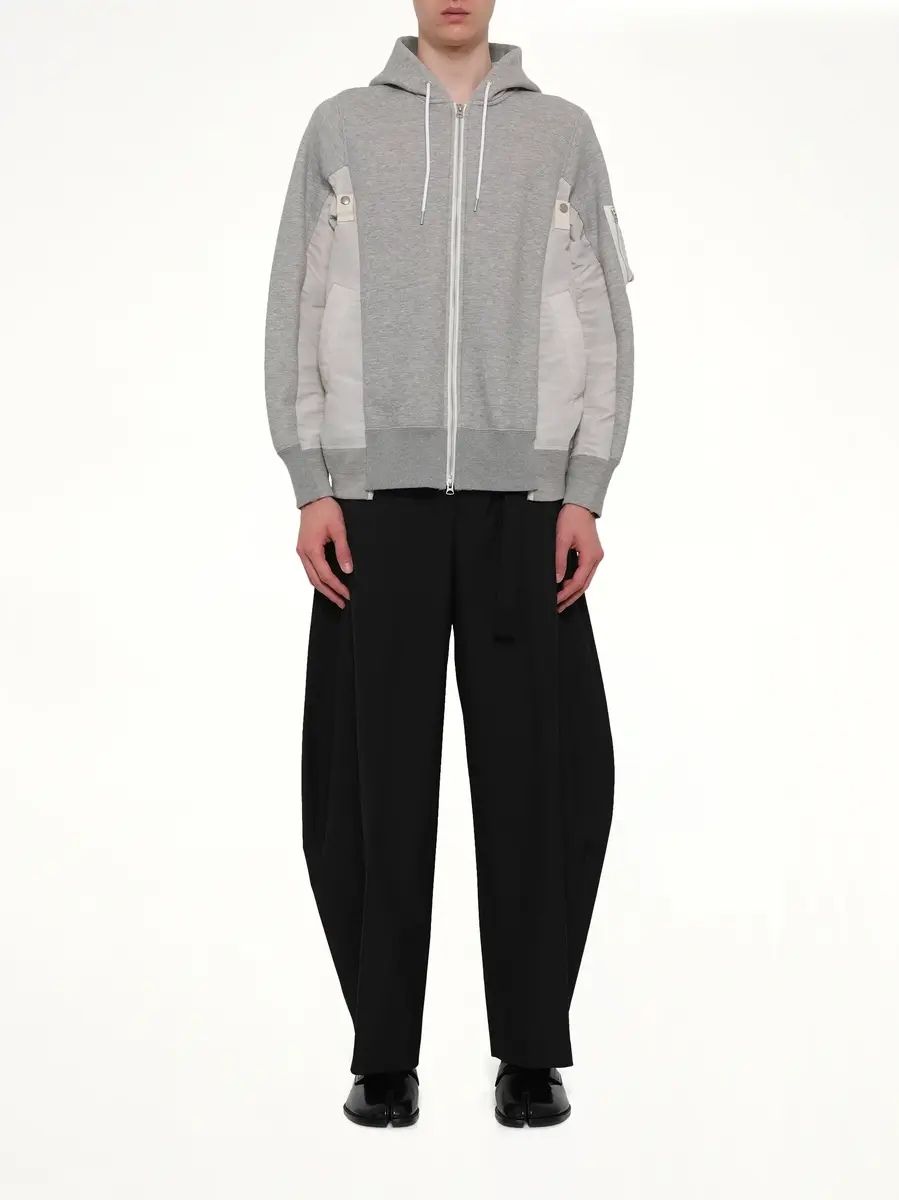 Sacai Sponge Sweat x Nylon Twill Hoodie in Light Gray | Thumbnail 7 Sacai Sponge Sweat x Nylon Twill Hoodie in Light Gray | Thumbnail 7
