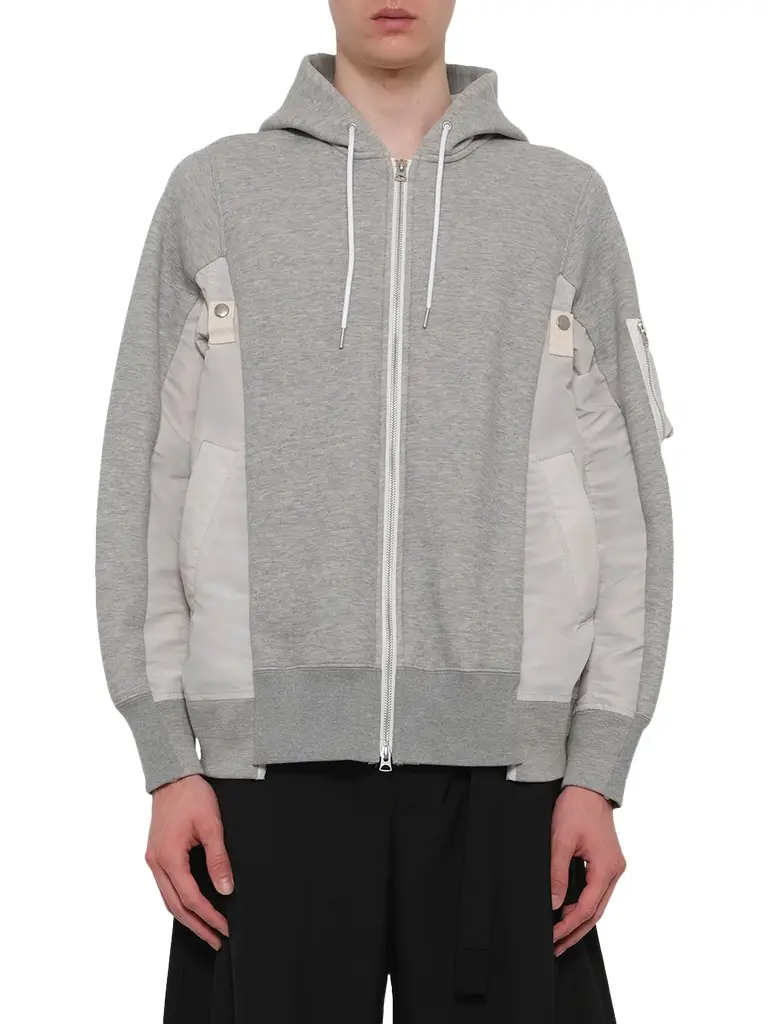 Sponge Sweat x Nylon Twill Hoodie in Light Gray Sponge Sweat x Nylon Twill Hoodie in Light Gray