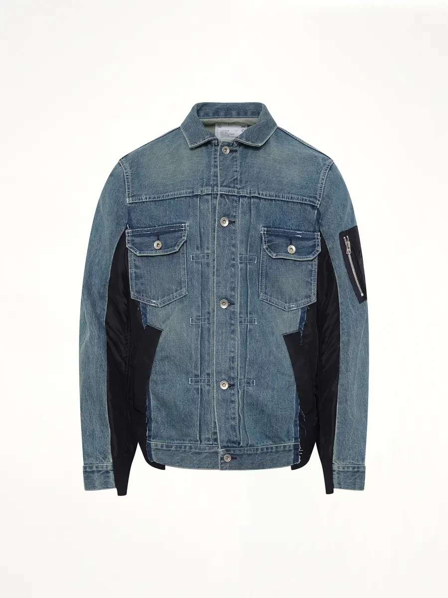 Sacai Denim x Nylon Twill Jacket in Light Blue | Thumbnail 3 Sacai Denim x Nylon Twill Jacket in Light Blue | Thumbnail 3