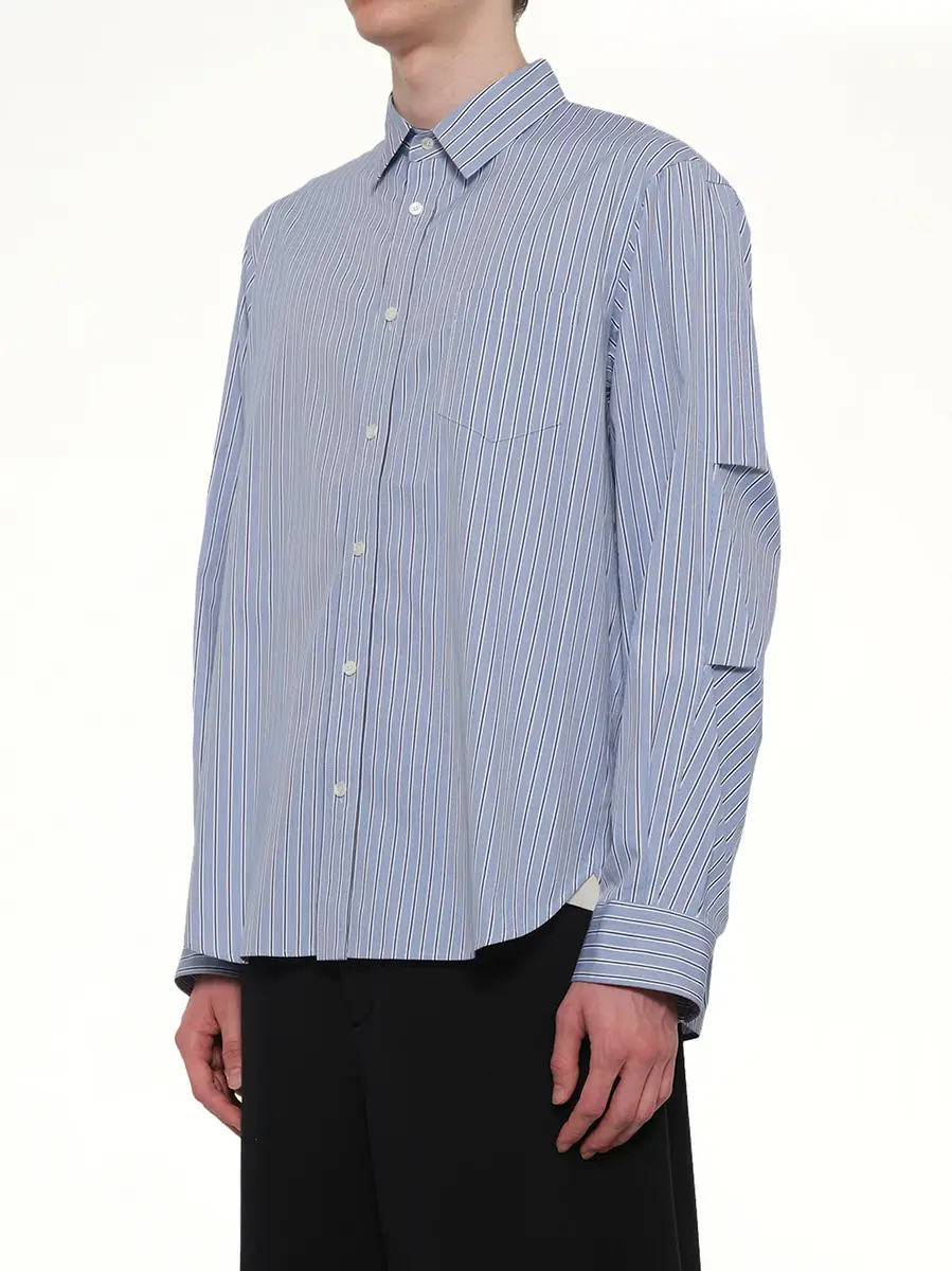Sacai Poplin Shirt in Light Blue Stripe | Thumbnail 2 Sacai Poplin Shirt in Light Blue Stripe | Thumbnail 2