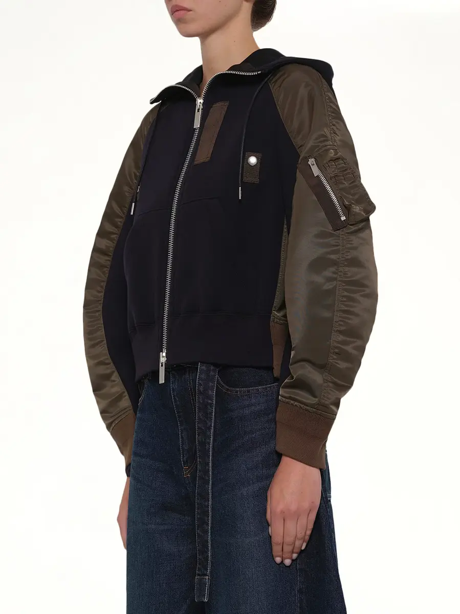 Sacai Sponge Sweat Twist Hoodie in Navy/dark Khaki Navy | Thumbnail 2 Sacai Sponge Sweat Twist Hoodie in Navy/dark Khaki Navy | Thumbnail 2