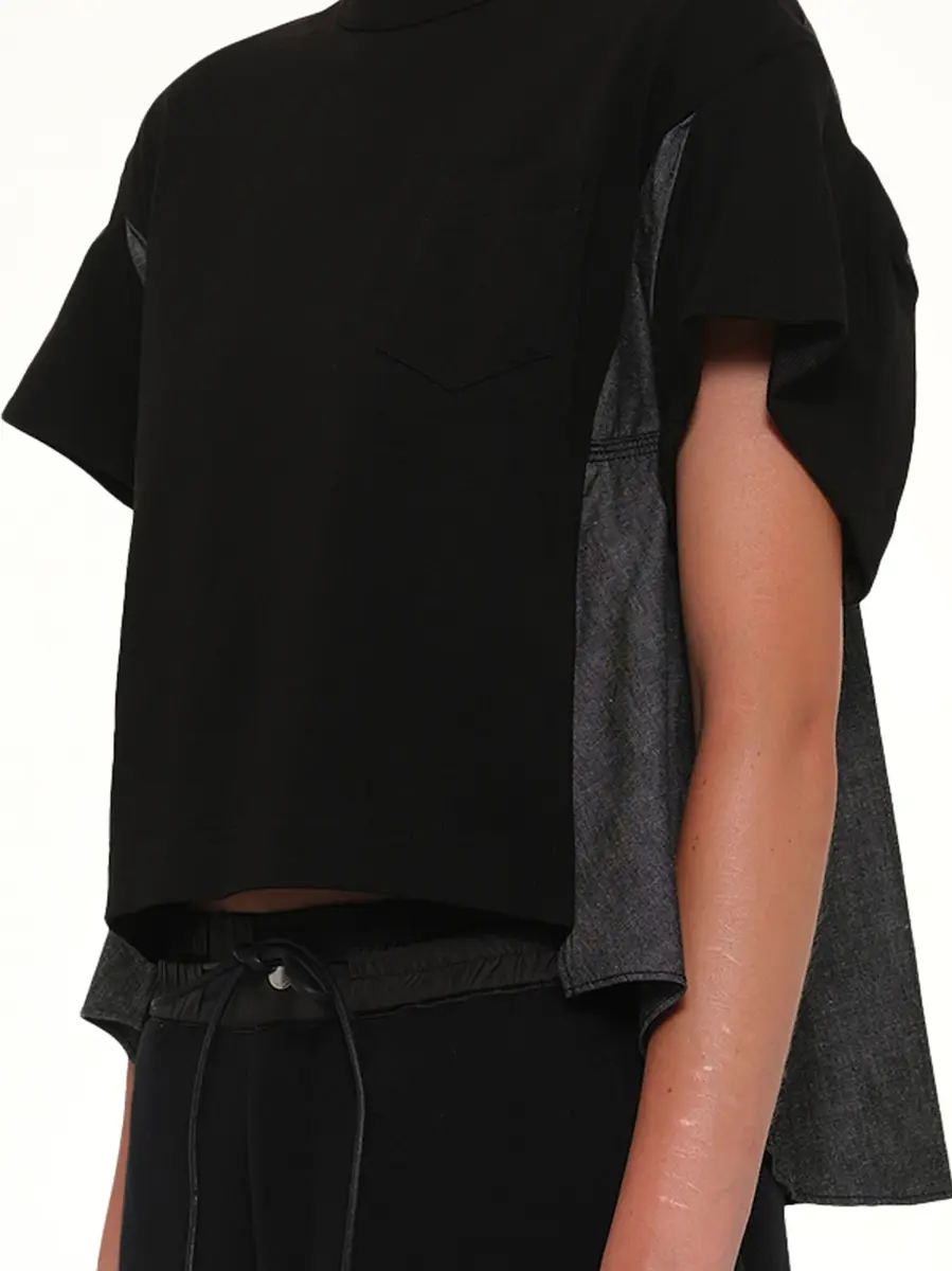 Sacai Light Weight Denim x Poplin Jersey T-shirt | Thumbnail 2