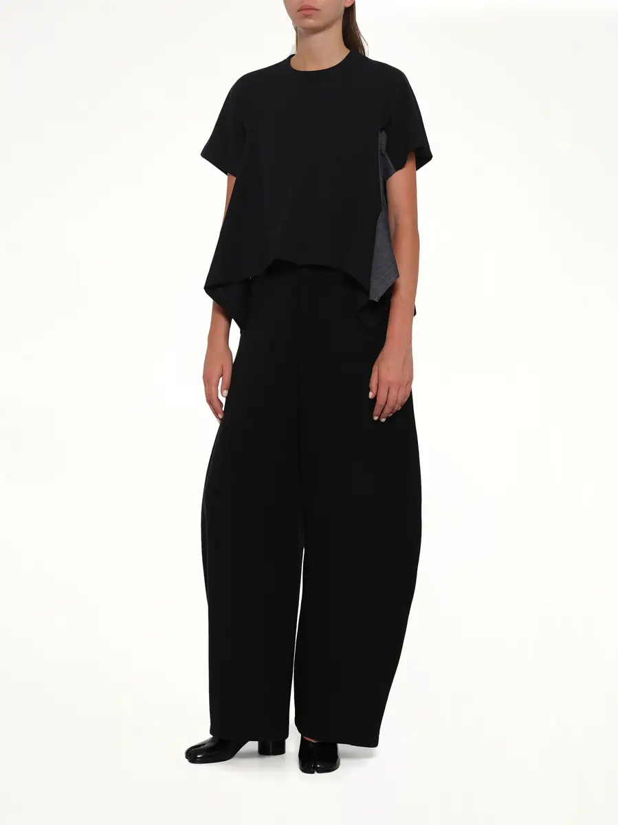 Sacai Light Weight Denim x Cotton Jersey T-shirt in Navy/blue | Thumbnail 4
