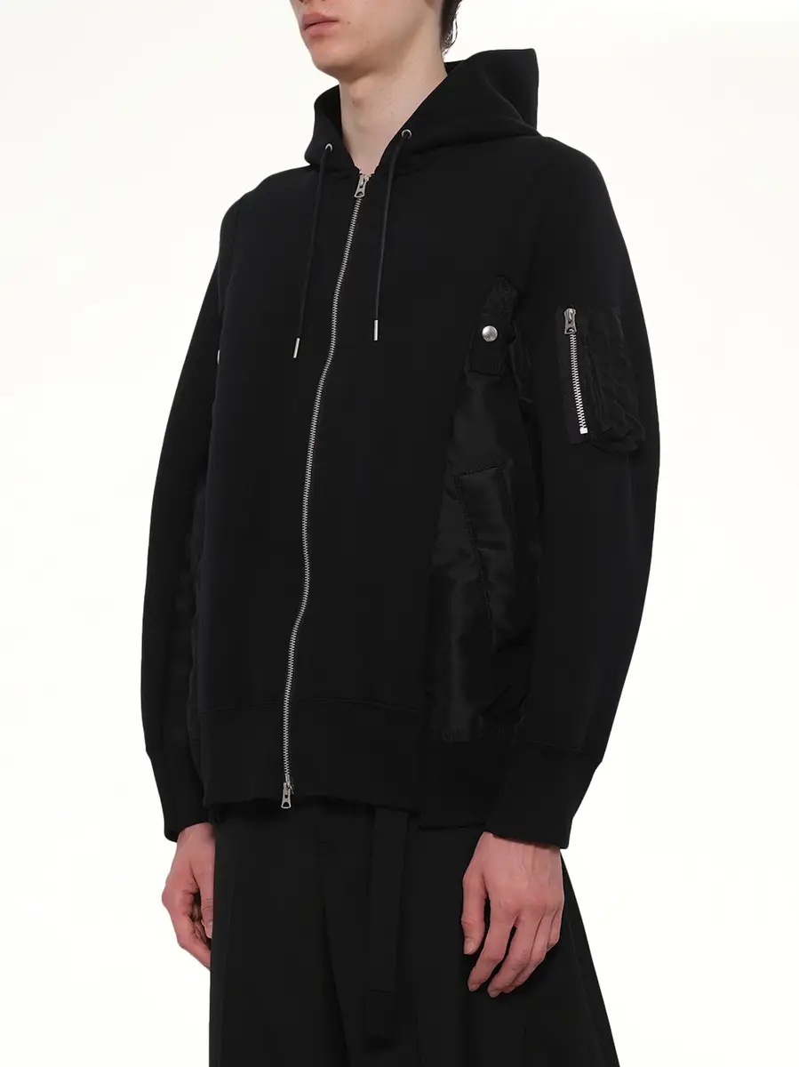 Sacai Sponge Sweat x Nylon Twill Zip Hoodie | Thumbnail 2 Sacai Sponge Sweat x Nylon Twill Zip Hoodie | Thumbnail 2