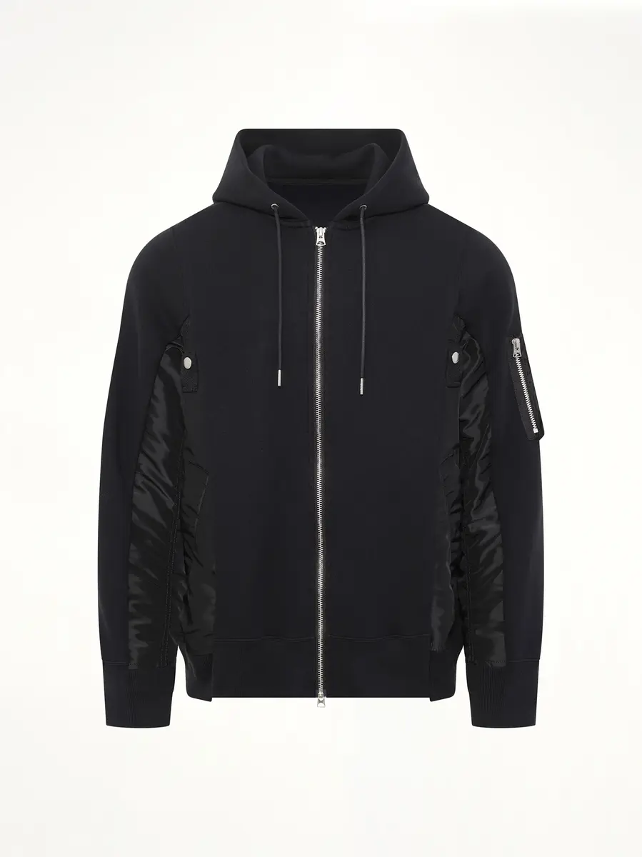 Sacai Sponge Sweat x Nylon Twill Zip Hoodie | Thumbnail 3 Sacai Sponge Sweat x Nylon Twill Zip Hoodie | Thumbnail 3