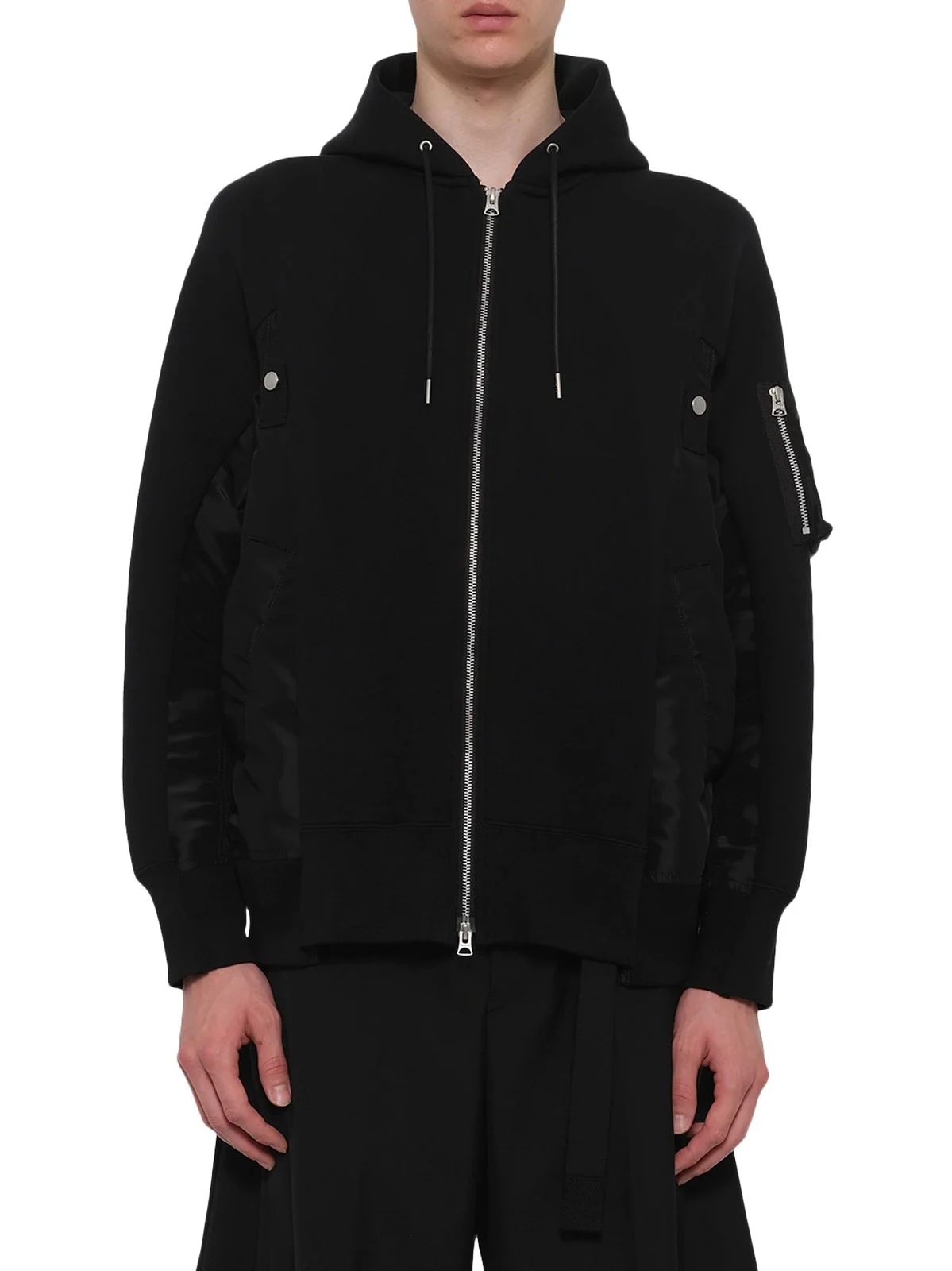 Sacai Sponge Sweat x Nylon Twill Zip Hoodie