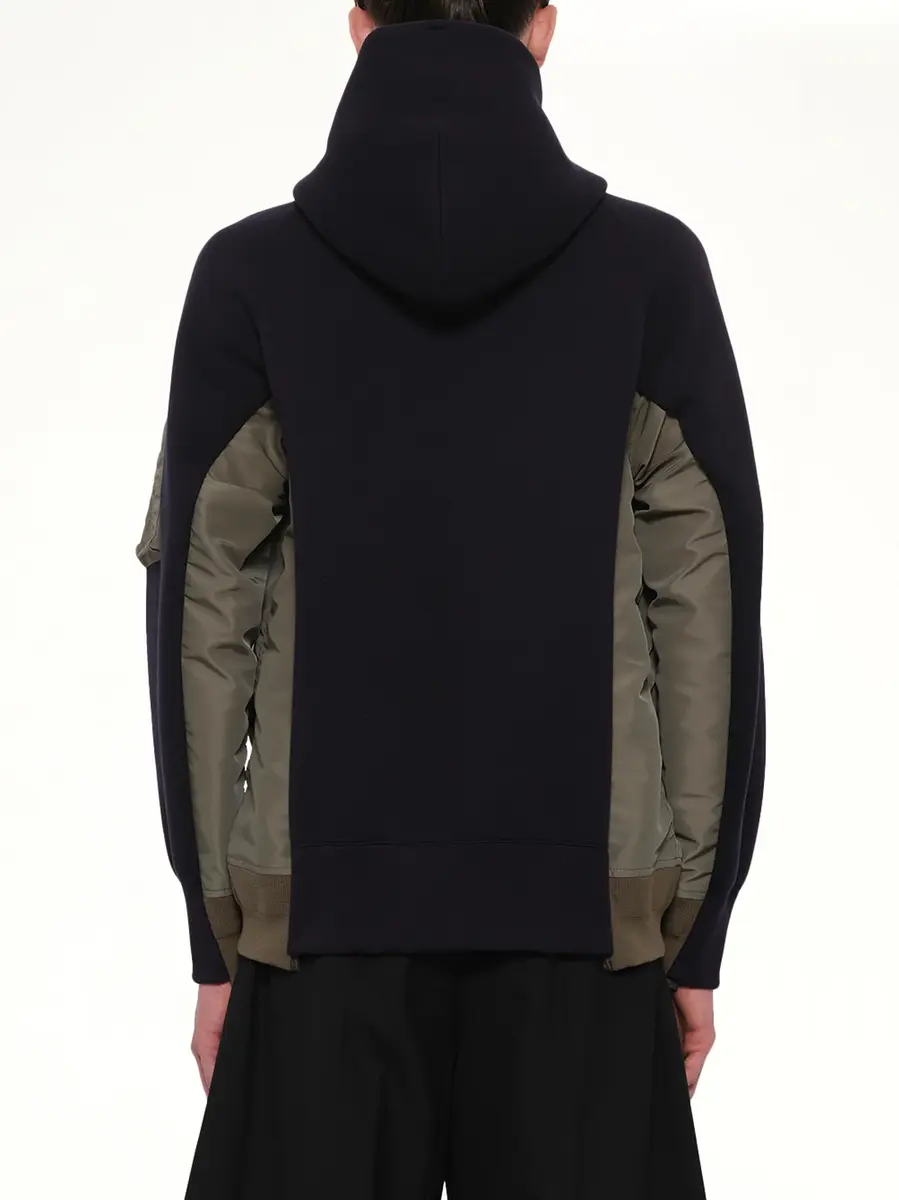 Sacai Sponge Sweat x Nylon Twill Zip Hoodie in Navy/khaki Navy | Thumbnail 5 Sacai Sponge Sweat x Nylon Twill Zip Hoodie in Navy/khaki Navy | Thumbnail 5