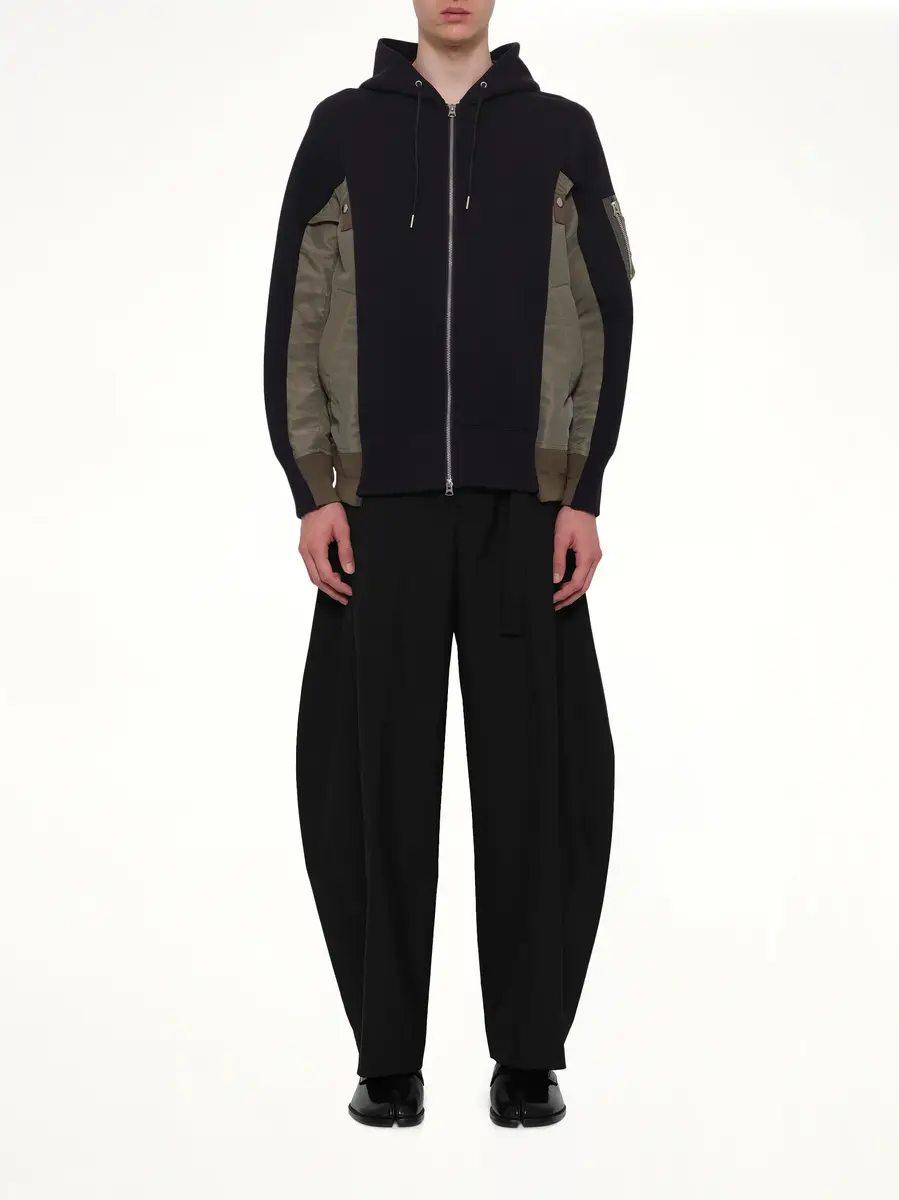 Sacai Sponge Sweat x Nylon Twill Zip Hoodie in Navy/khaki Navy | Thumbnail 7 Sacai Sponge Sweat x Nylon Twill Zip Hoodie in Navy/khaki Navy | Thumbnail 7