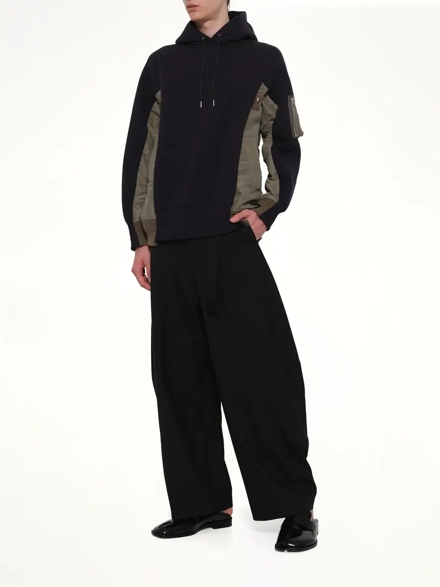 Sacai Sponge Sweat x Nylon Twill Hoodie in Navy/khaki Navy | Thumbnail 4 Sacai Sponge Sweat x Nylon Twill Hoodie in Navy/khaki Navy | Thumbnail 4