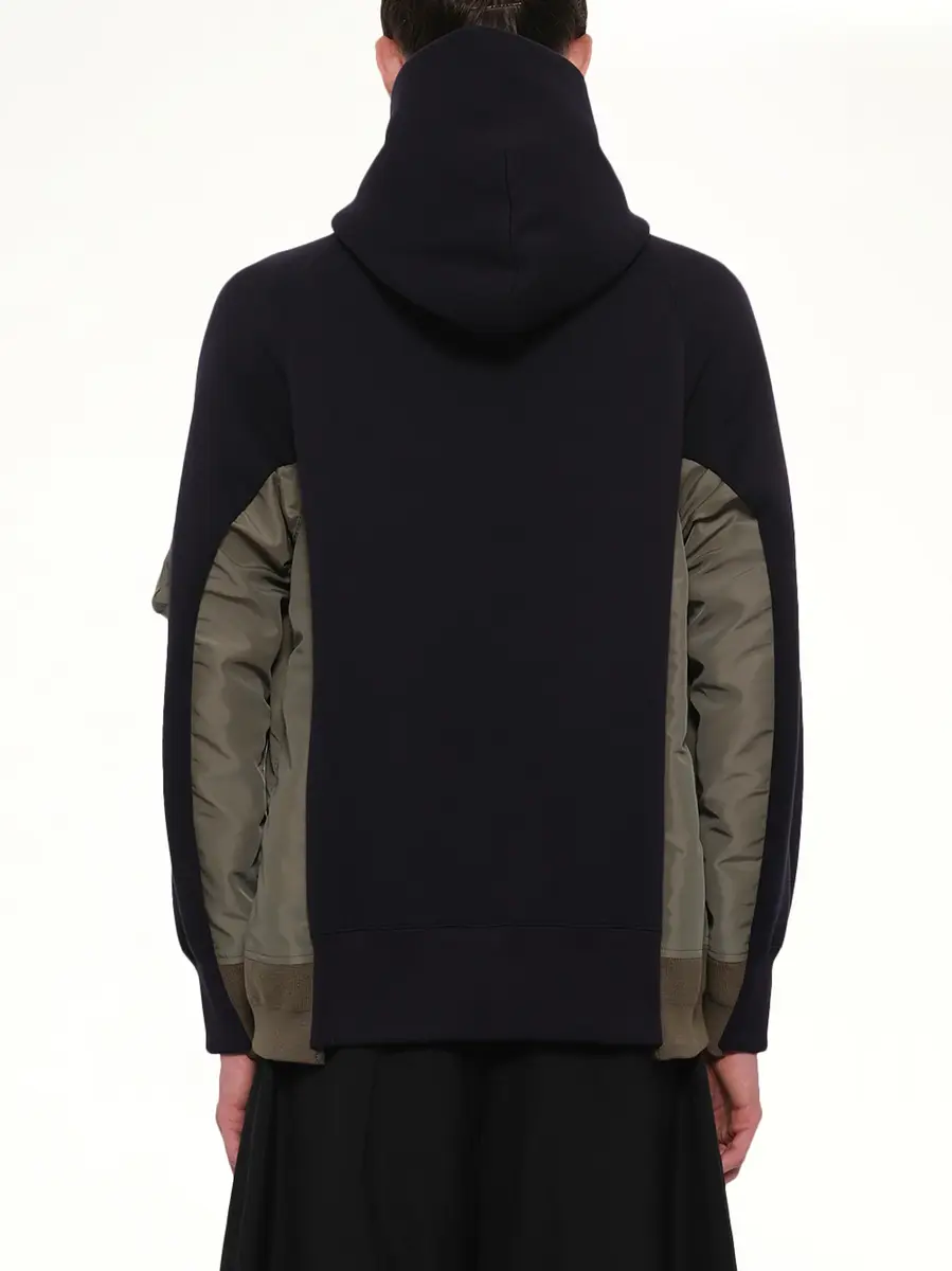 Sacai Sponge Sweat x Nylon Twill Hoodie in Navy/khaki Navy | Thumbnail 5 Sacai Sponge Sweat x Nylon Twill Hoodie in Navy/khaki Navy | Thumbnail 5