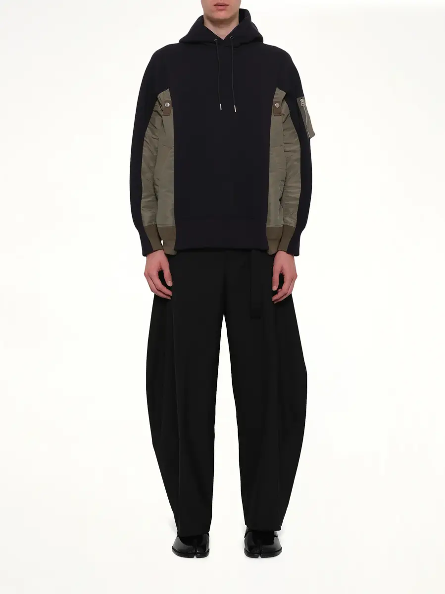 Sacai Sponge Sweat x Nylon Twill Hoodie in Navy/khaki Navy | Thumbnail 7 Sacai Sponge Sweat x Nylon Twill Hoodie in Navy/khaki Navy | Thumbnail 7