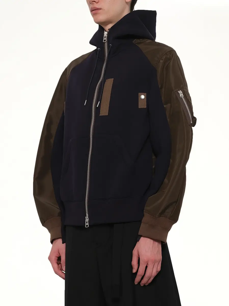 Sacai Sponge Sweat Hoodie in Navy/dark Khaki Navy | Thumbnail 2 Sacai Sponge Sweat Hoodie in Navy/dark Khaki Navy | Thumbnail 2