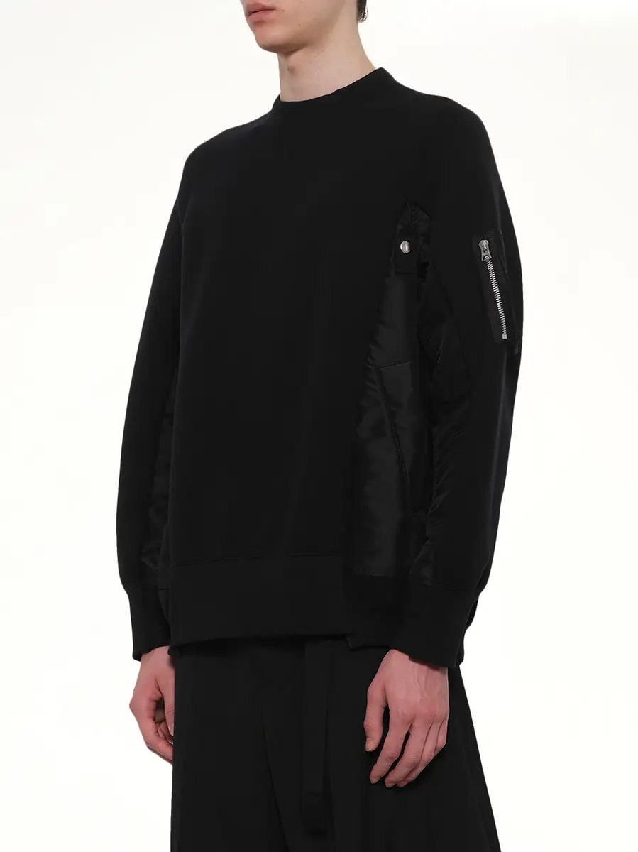 Sacai Sponge Sweat x Nylon Twill Pullover | Thumbnail 2 Sacai Sponge Sweat x Nylon Twill Pullover | Thumbnail 2