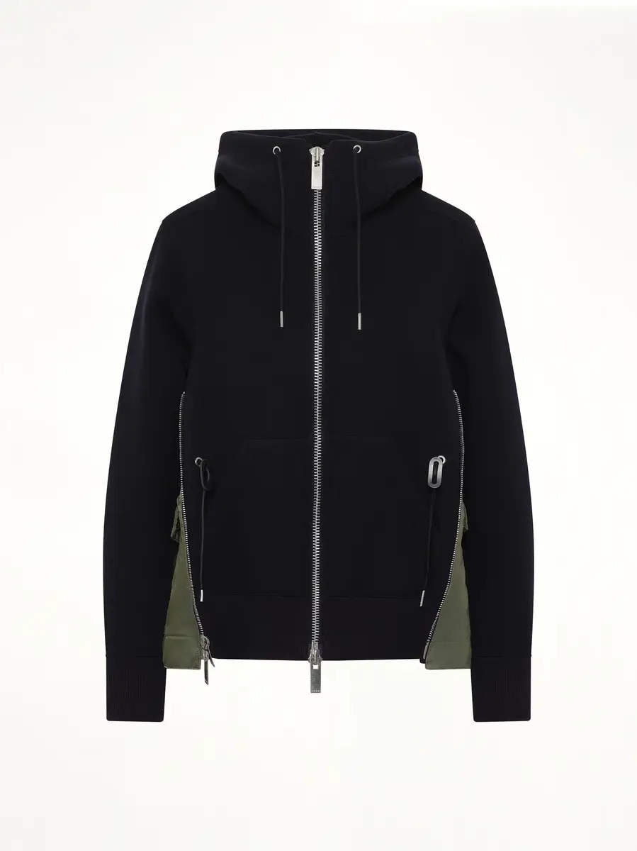Sacai Sponge Sweat x Nylon Twill Hoodie in Navy/khaki | Thumbnail 3 Sacai Sponge Sweat x Nylon Twill Hoodie in Navy/khaki | Thumbnail 3