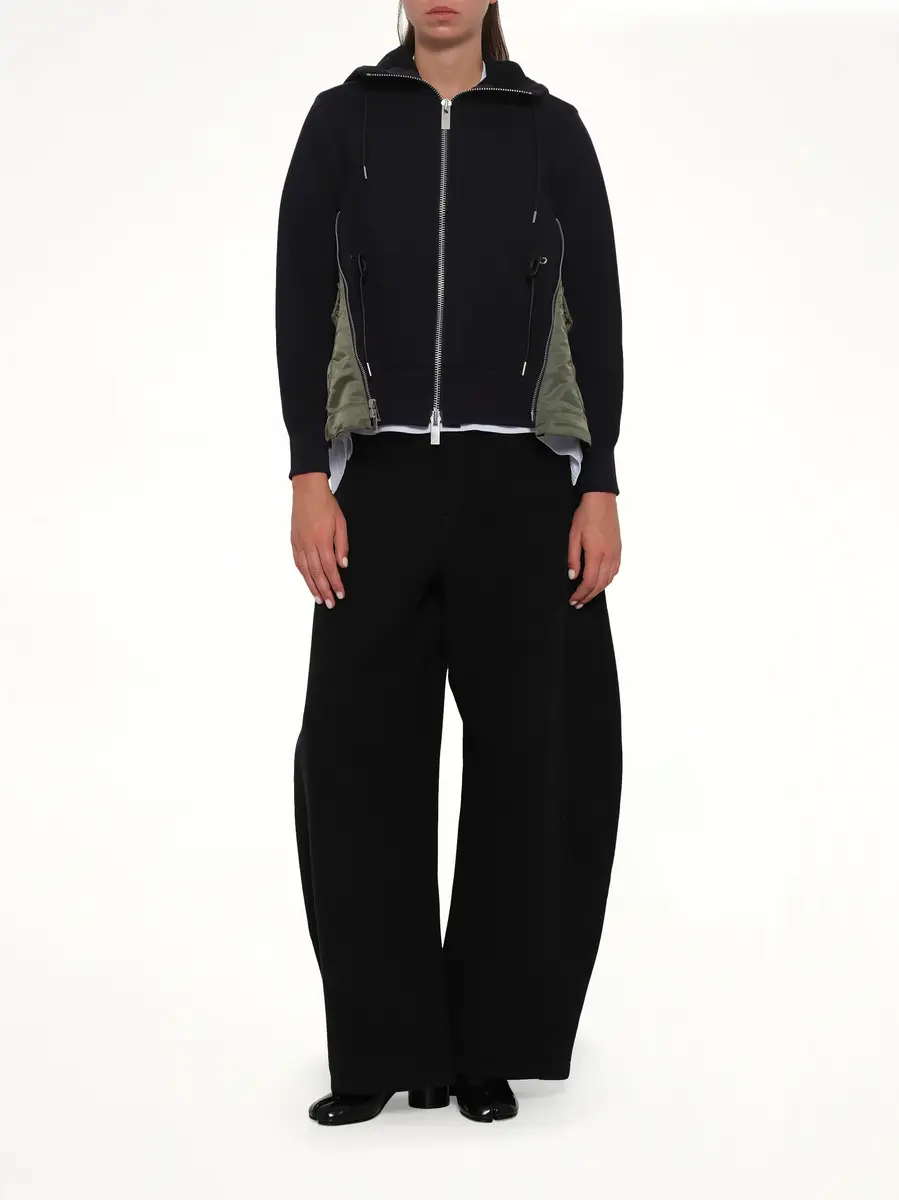 Sacai Sponge Sweat x Nylon Twill Hoodie in Navy/khaki | Thumbnail 4 Sacai Sponge Sweat x Nylon Twill Hoodie in Navy/khaki | Thumbnail 4