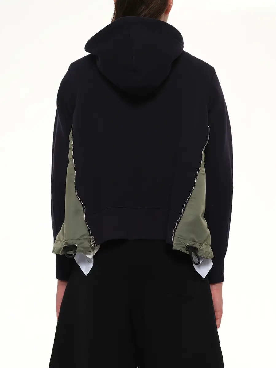 Sacai Sponge Sweat x Nylon Twill Hoodie in Navy/khaki | Thumbnail 5 Sacai Sponge Sweat x Nylon Twill Hoodie in Navy/khaki | Thumbnail 5