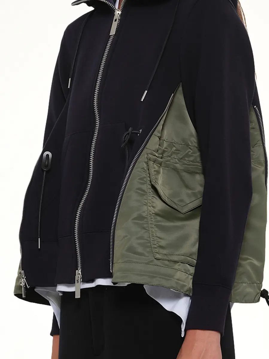 Sacai Sponge Sweat x Nylon Twill Hoodie in Navy/khaki | Thumbnail 6 Sacai Sponge Sweat x Nylon Twill Hoodie in Navy/khaki | Thumbnail 6