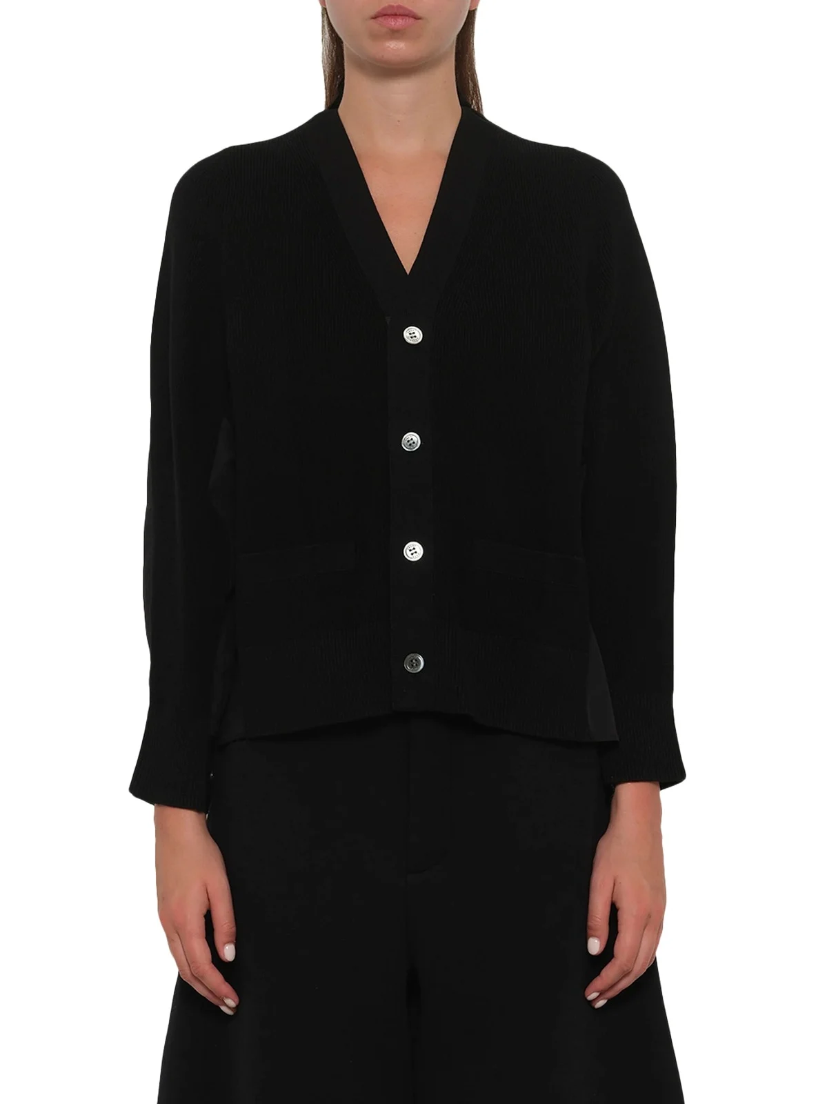 Cotton Knit x Poplin Cardigan
