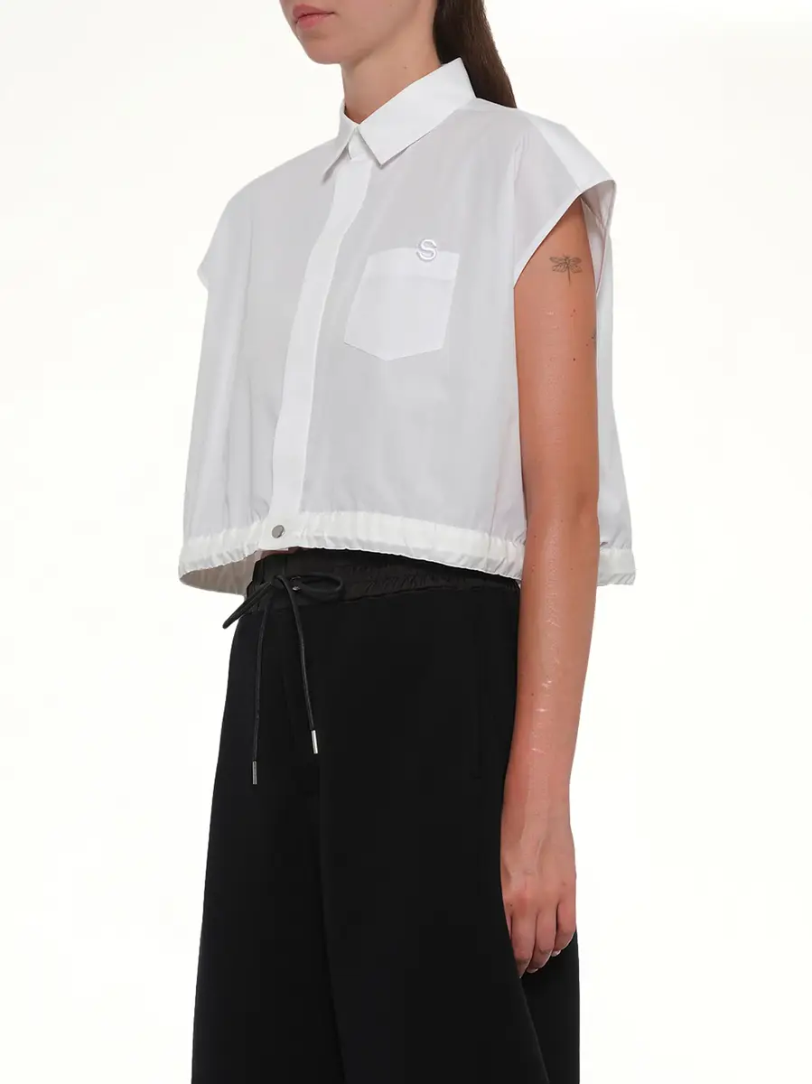 Sacai S Cotton Poplin Shirt in Off White | Thumbnail 2 Sacai S Cotton Poplin Shirt in Off White | Thumbnail 2