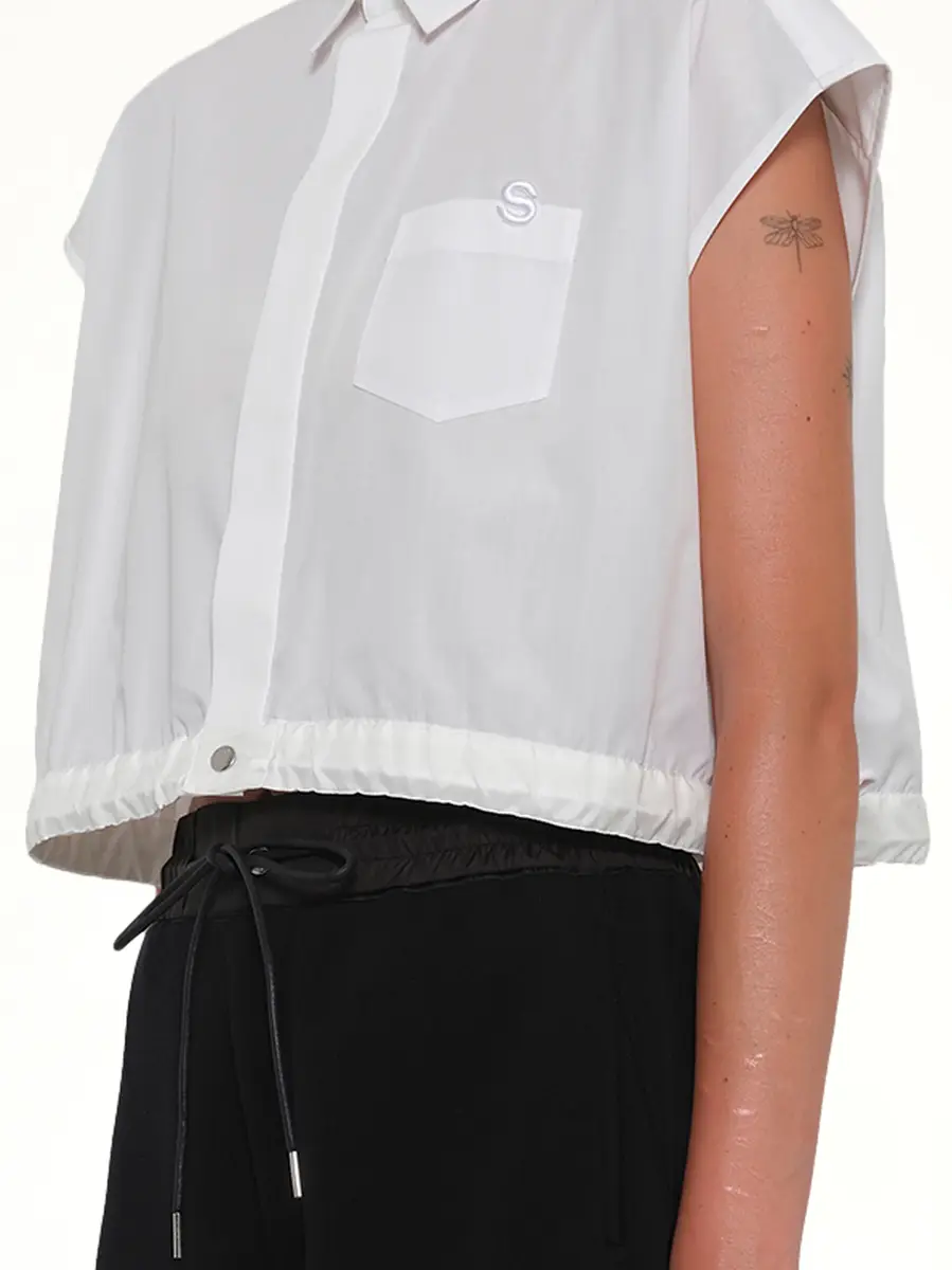 Sacai S Cotton Poplin Shirt in Off White | Thumbnail 6 Sacai S Cotton Poplin Shirt in Off White | Thumbnail 6