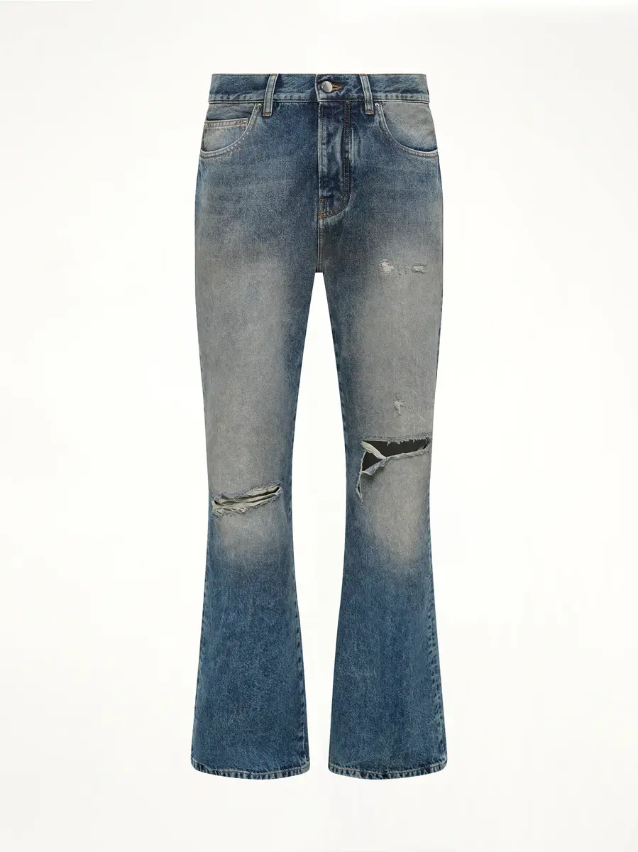 AMIRI Slashed Bootcut Jean in Denim Lapis | Thumbnail 3 AMIRI Slashed Bootcut Jean in Denim Lapis | Thumbnail 3