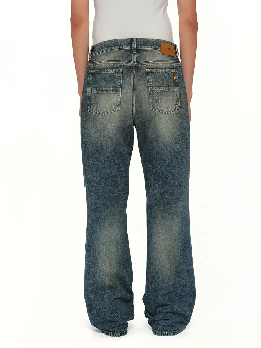 AMIRI Slashed Bootcut Jean in Denim Lapis | Thumbnail 5 AMIRI Slashed Bootcut Jean in Denim Lapis | Thumbnail 5