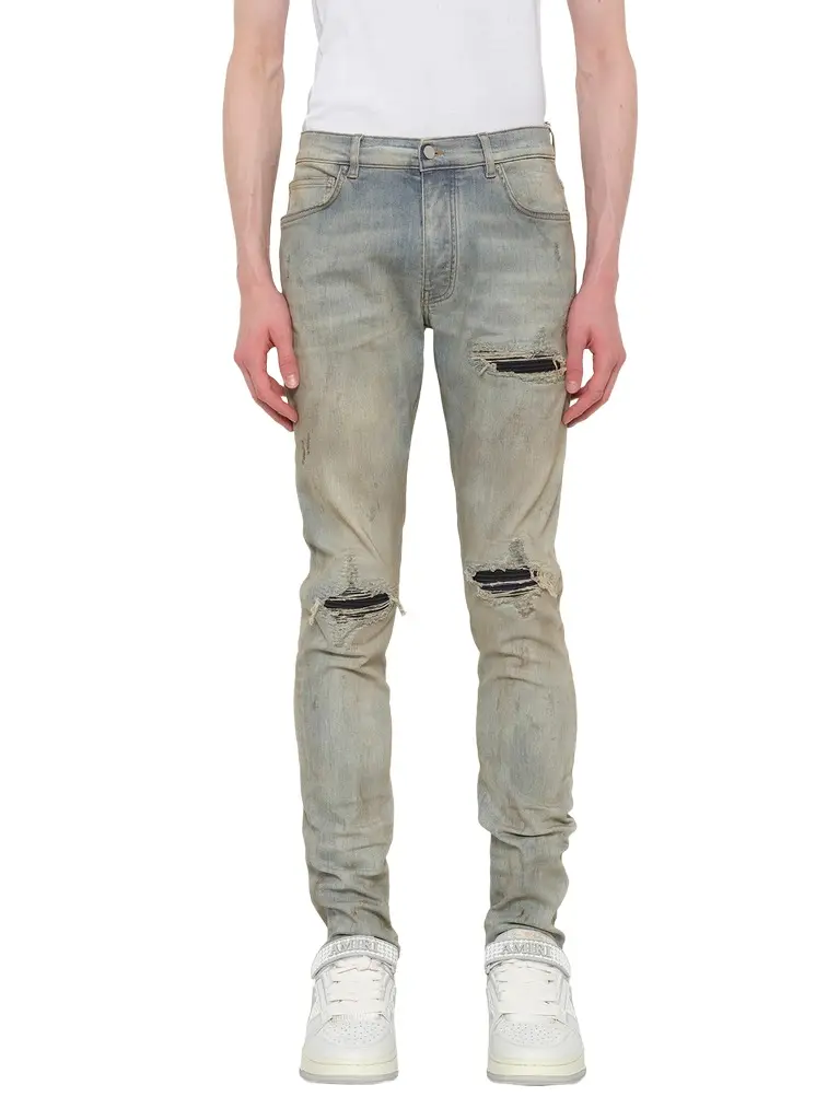 AMIRI Suede Mx1 Jeans in Perfect Antique Indigo Blue | Image 1 AMIRI Suede Mx1 Jeans in Perfect Antique Indigo Blue | Image 1