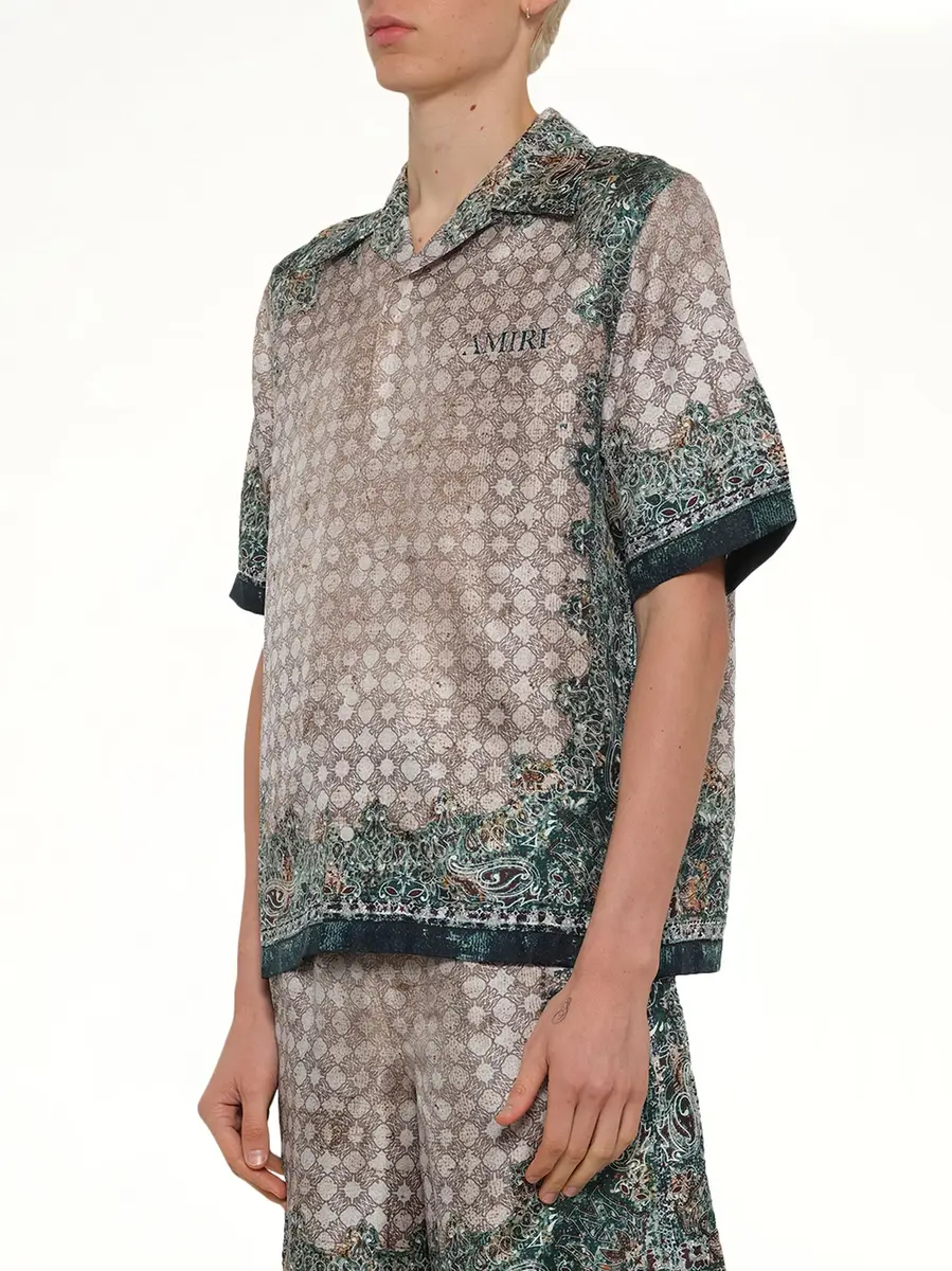 AMIRI Bandana Bowling Shirt in Multicolour Green | Thumbnail 2