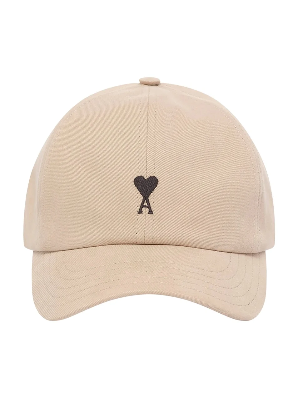 AMI PARIS Red Ami De Coeur Embroidery Cap in Beige Taupe