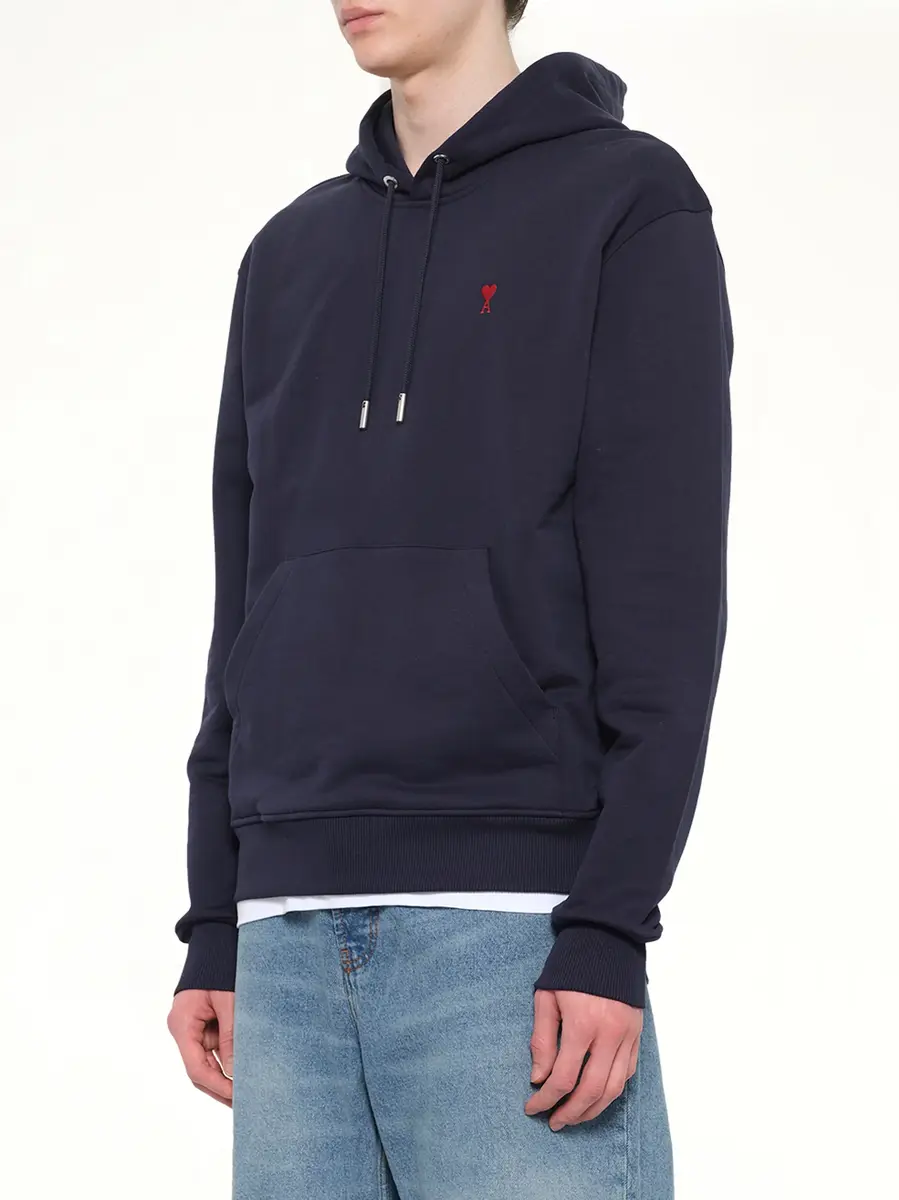 AMI PARIS Ami De Coeur Hoodie in Navy/red | Thumbnail 2 AMI PARIS Ami De Coeur Hoodie in Navy/red | Thumbnail 2