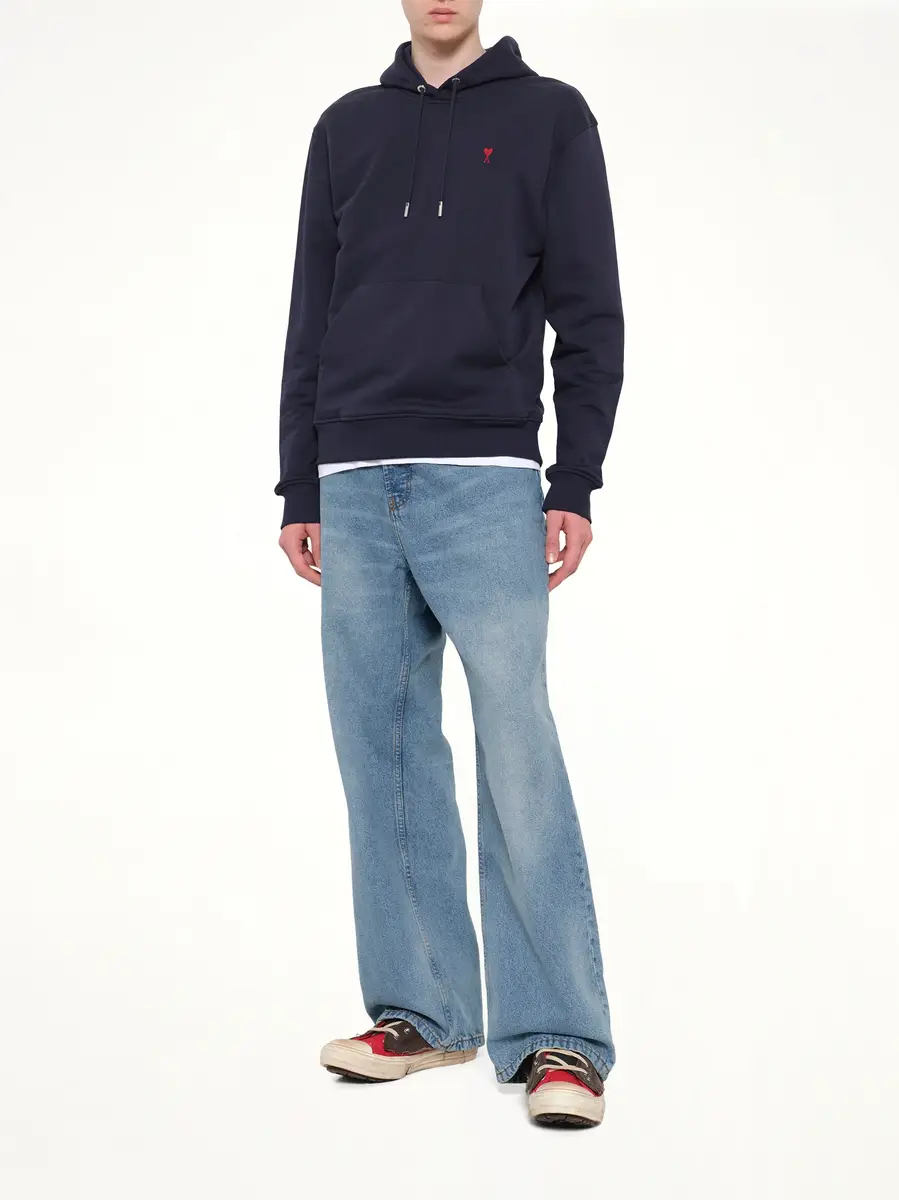 AMI PARIS Ami De Coeur Hoodie in Navy/red | Thumbnail 4 AMI PARIS Ami De Coeur Hoodie in Navy/red | Thumbnail 4