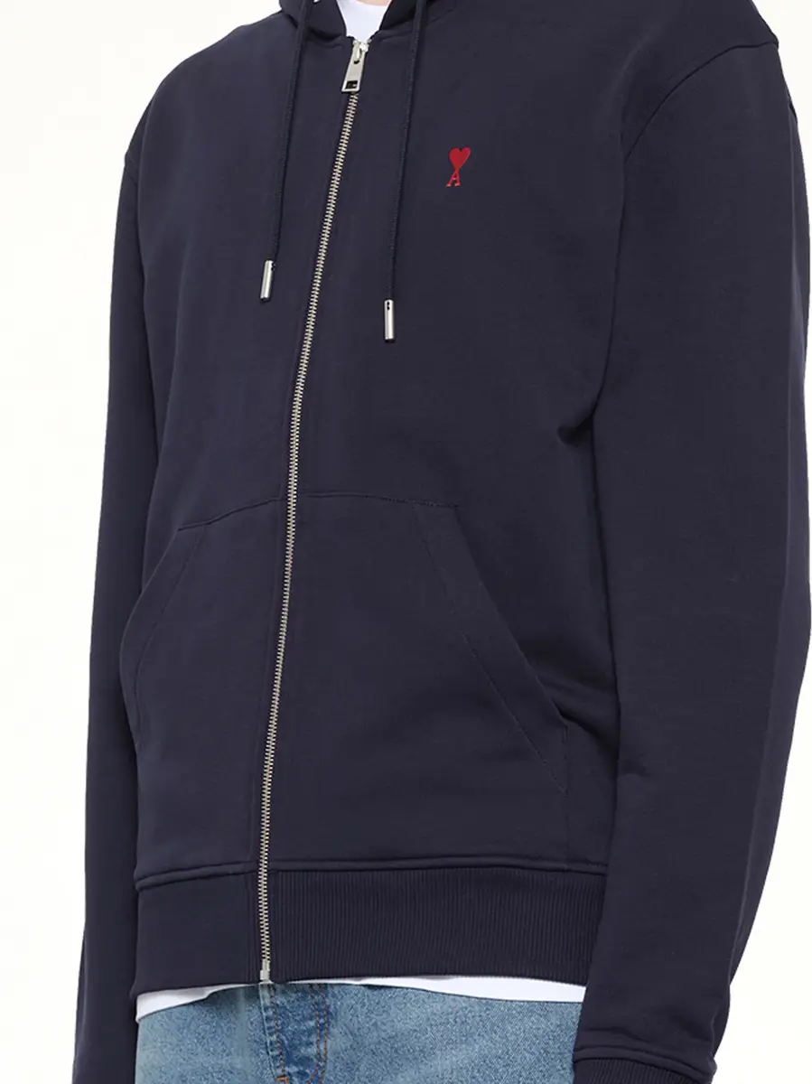AMI PARIS Ami De Coeur Zip Hoodie in Navy/red | Thumbnail 6 AMI PARIS Ami De Coeur Zip Hoodie in Navy/red | Thumbnail 6
