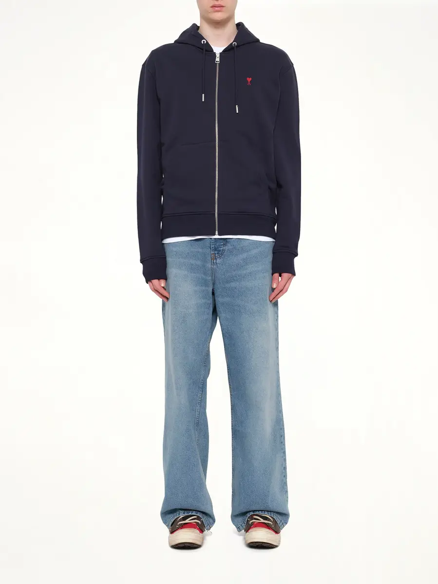 AMI PARIS Ami De Coeur Zip Hoodie in Navy/red | Thumbnail 7 AMI PARIS Ami De Coeur Zip Hoodie in Navy/red | Thumbnail 7