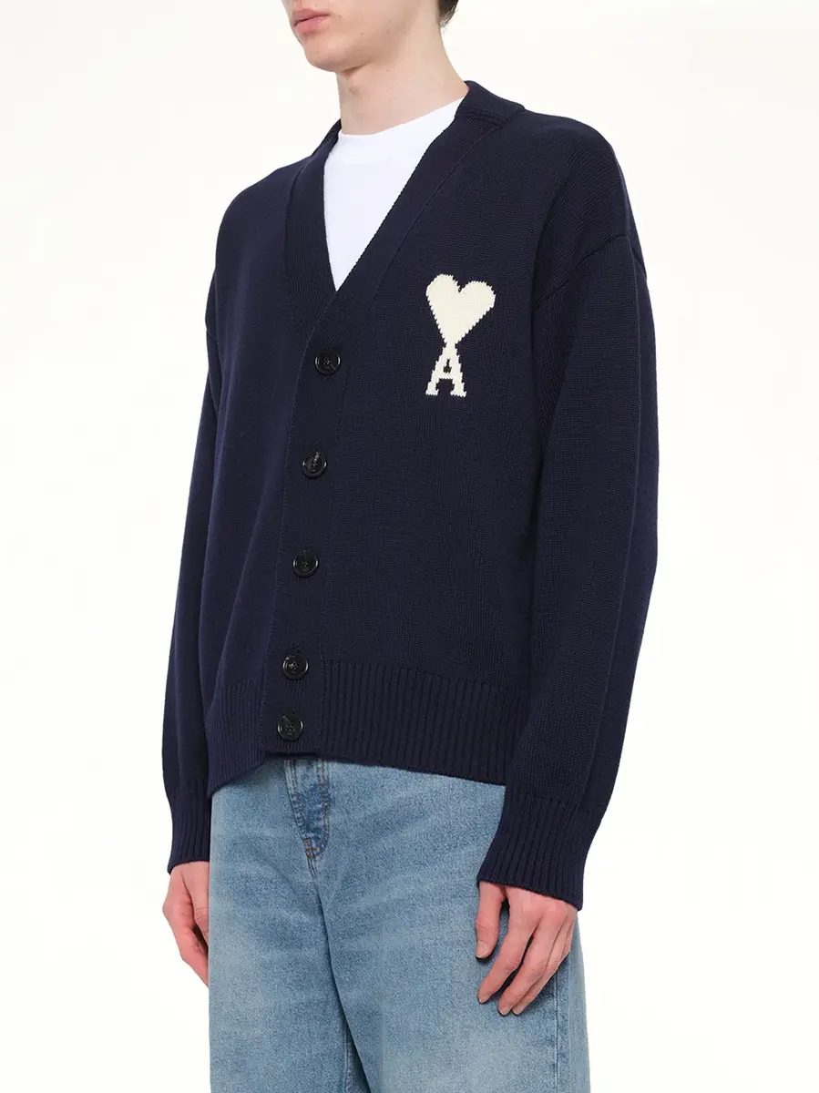 AMI PARIS Contrasted Ami De Coeur Cardigan | Thumbnail 2 AMI PARIS Contrasted Ami De Coeur Cardigan | Thumbnail 2